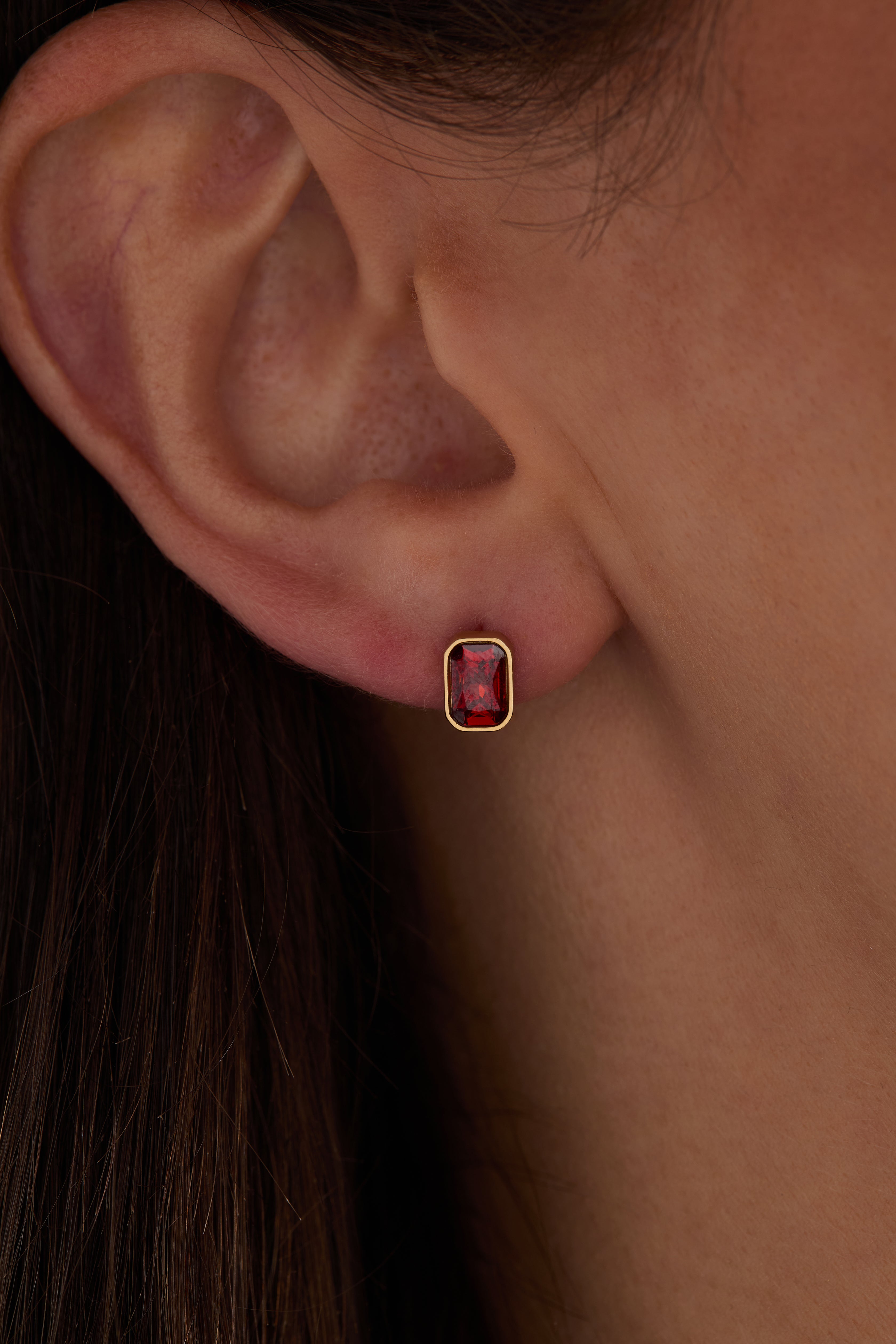January Emerald-Cut Birthstone Stud - Aaria Tees Aaria Tees