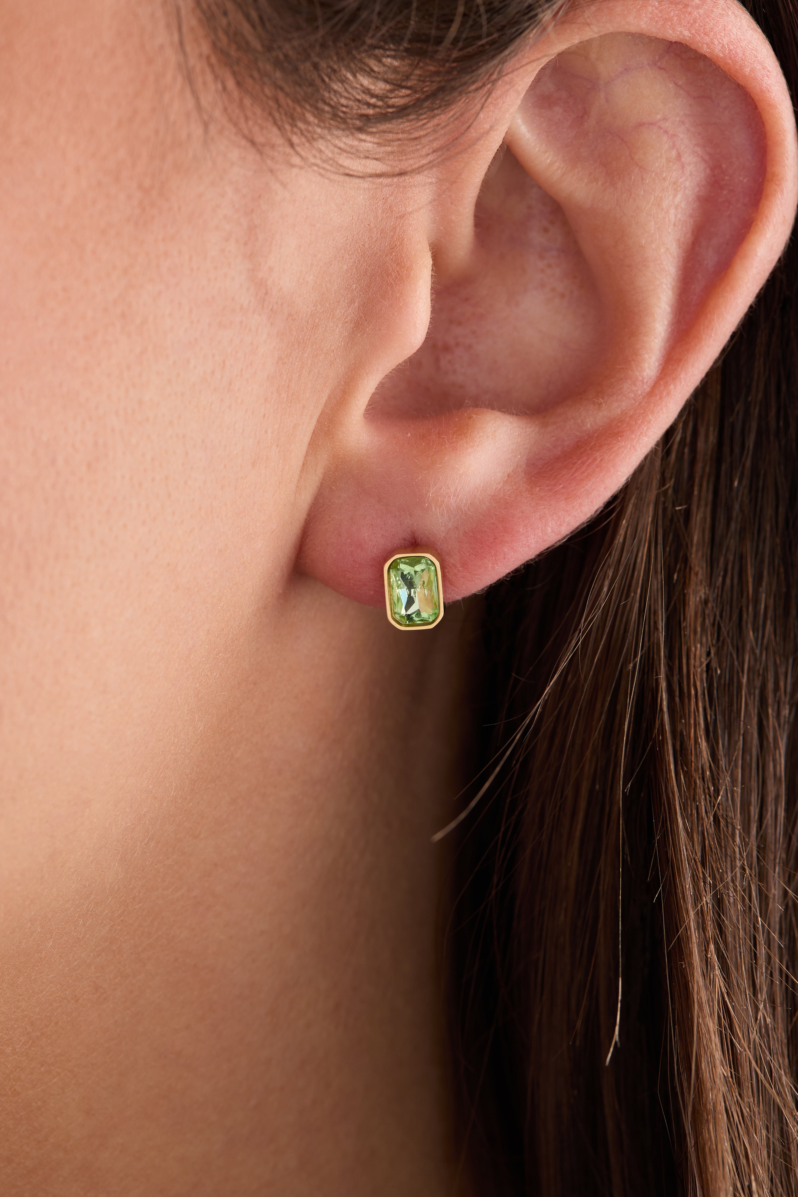 August Emerald-Cut Birthstone Stud Earrings - Aaria Tees Aaria Tees