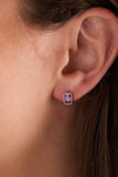 February Emerald-Cut Birthstone Stud Earrings - Aaria Tees Aaria Tees