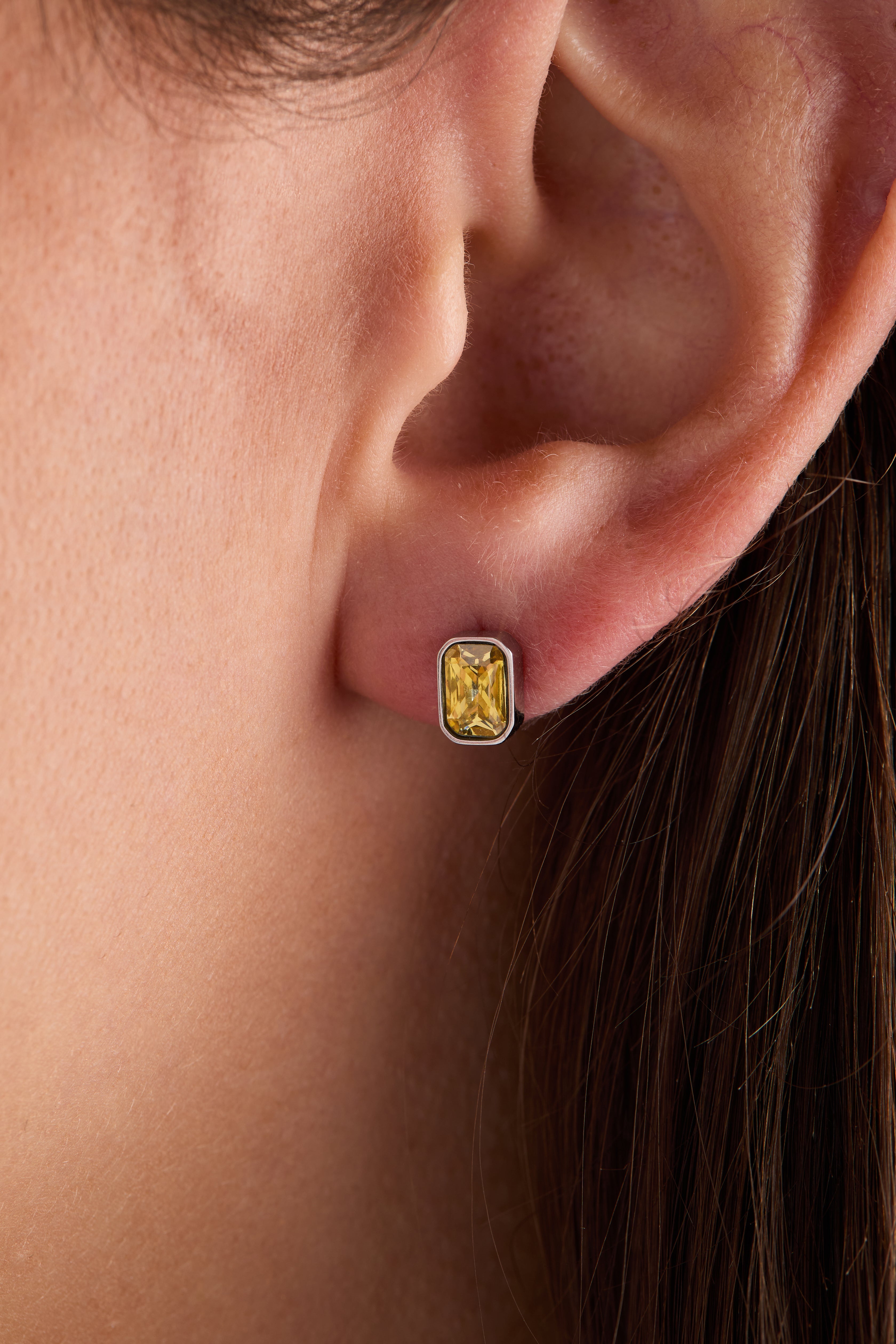 November Emerald-Cut Birthstone Stud Earrings - Aaria Tees Aaria Tees