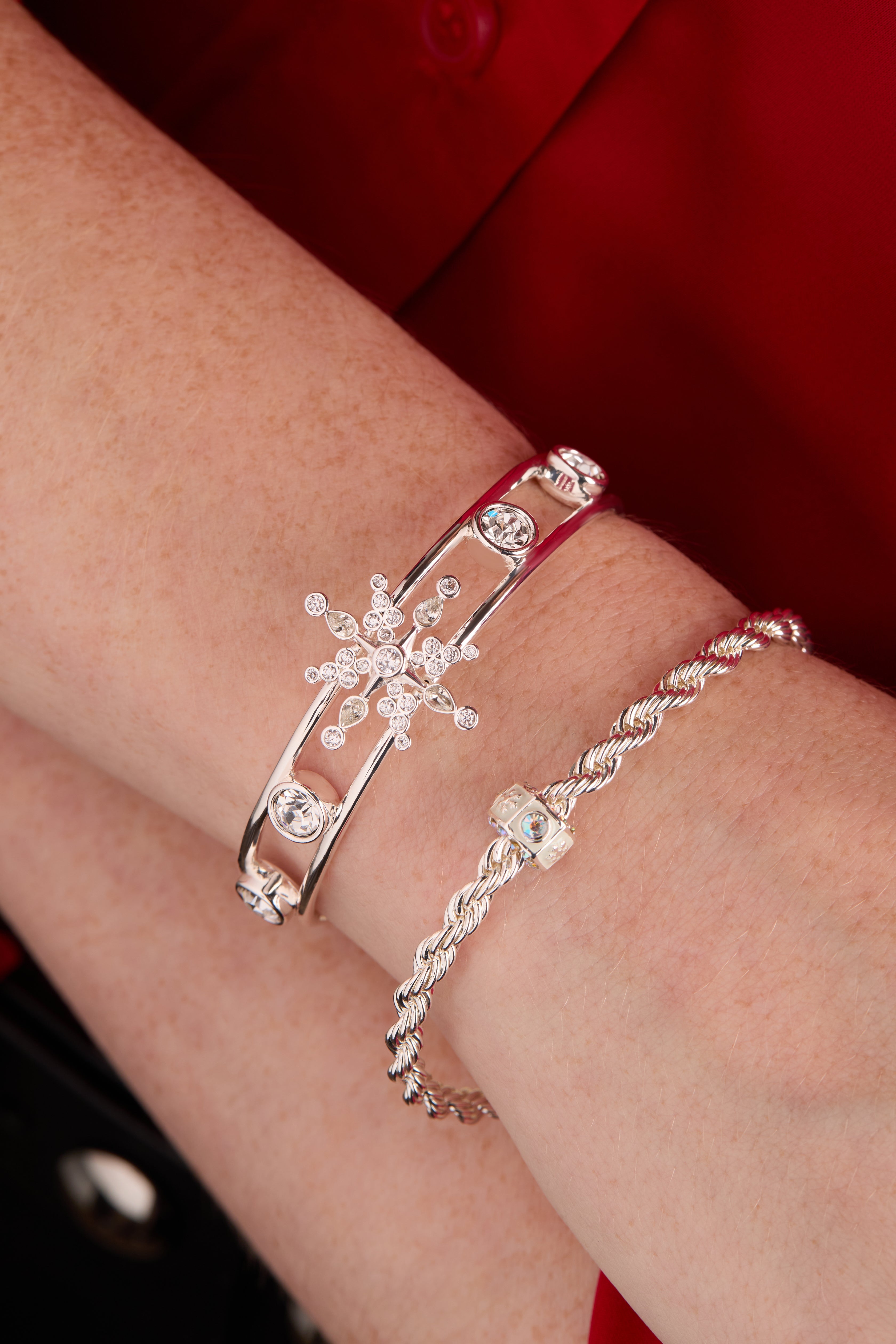 Crystal Snowflake Cuff Bracelet - Aaria Tees Aaria Tees