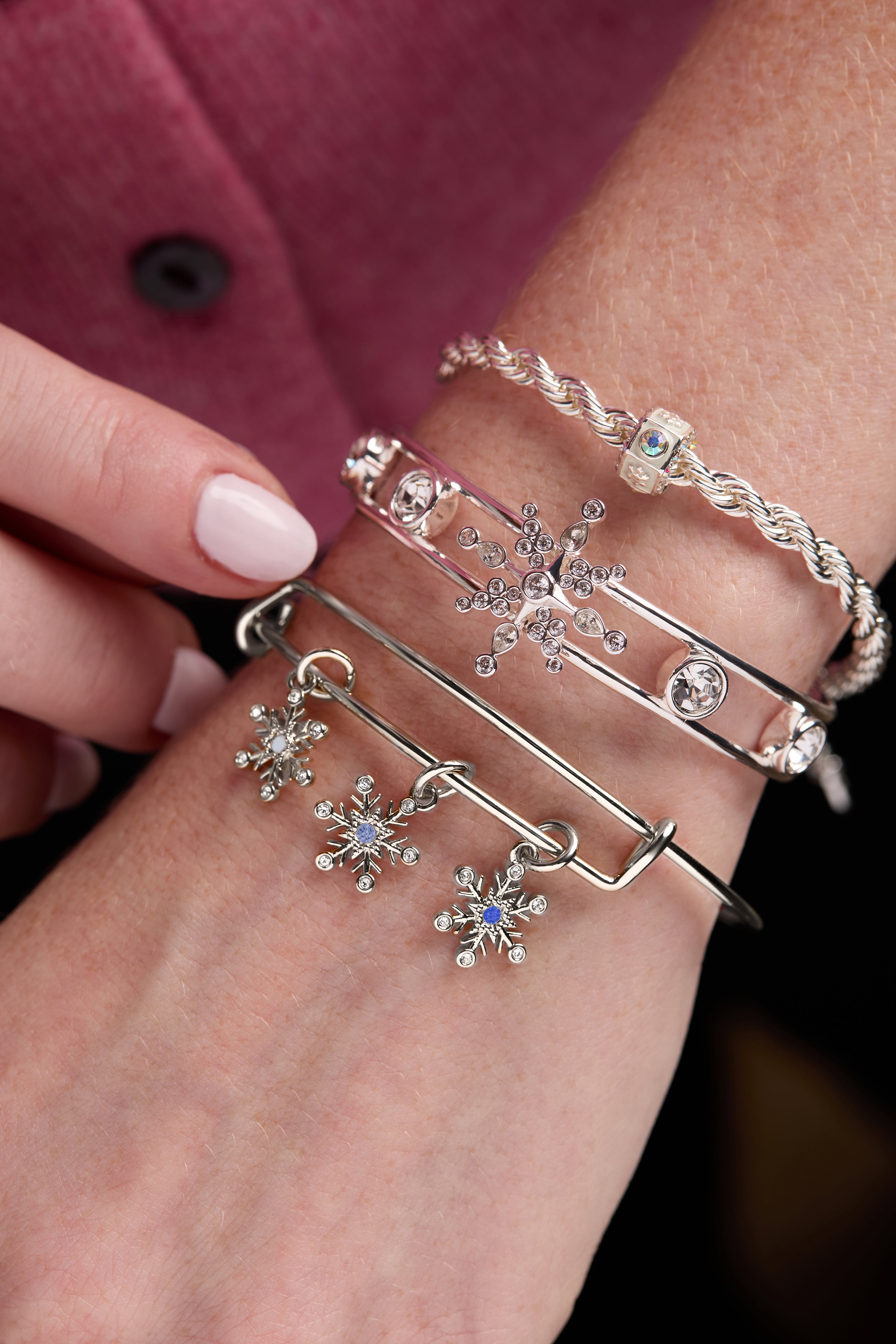 Crystal Snowflake Cuff Bracelet - Aaria Tees Aaria Tees