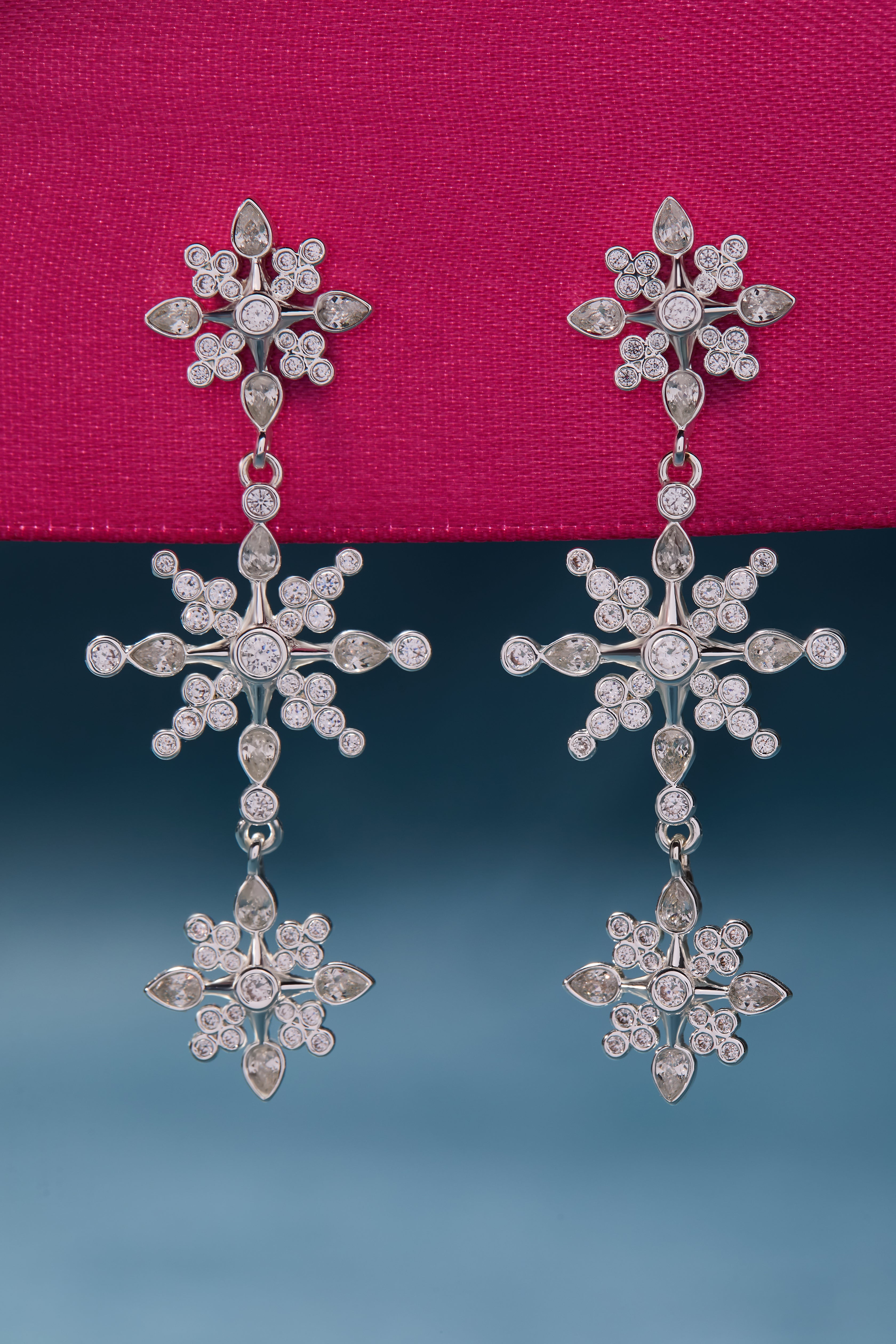 Crystal Snowflake Linear Earrings - Aaria Tees Aaria Tees