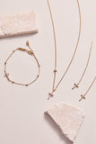 Cross Delicate Pave Crystal Beaded Strand Bracelet - Aaria Tees Aaria Tees