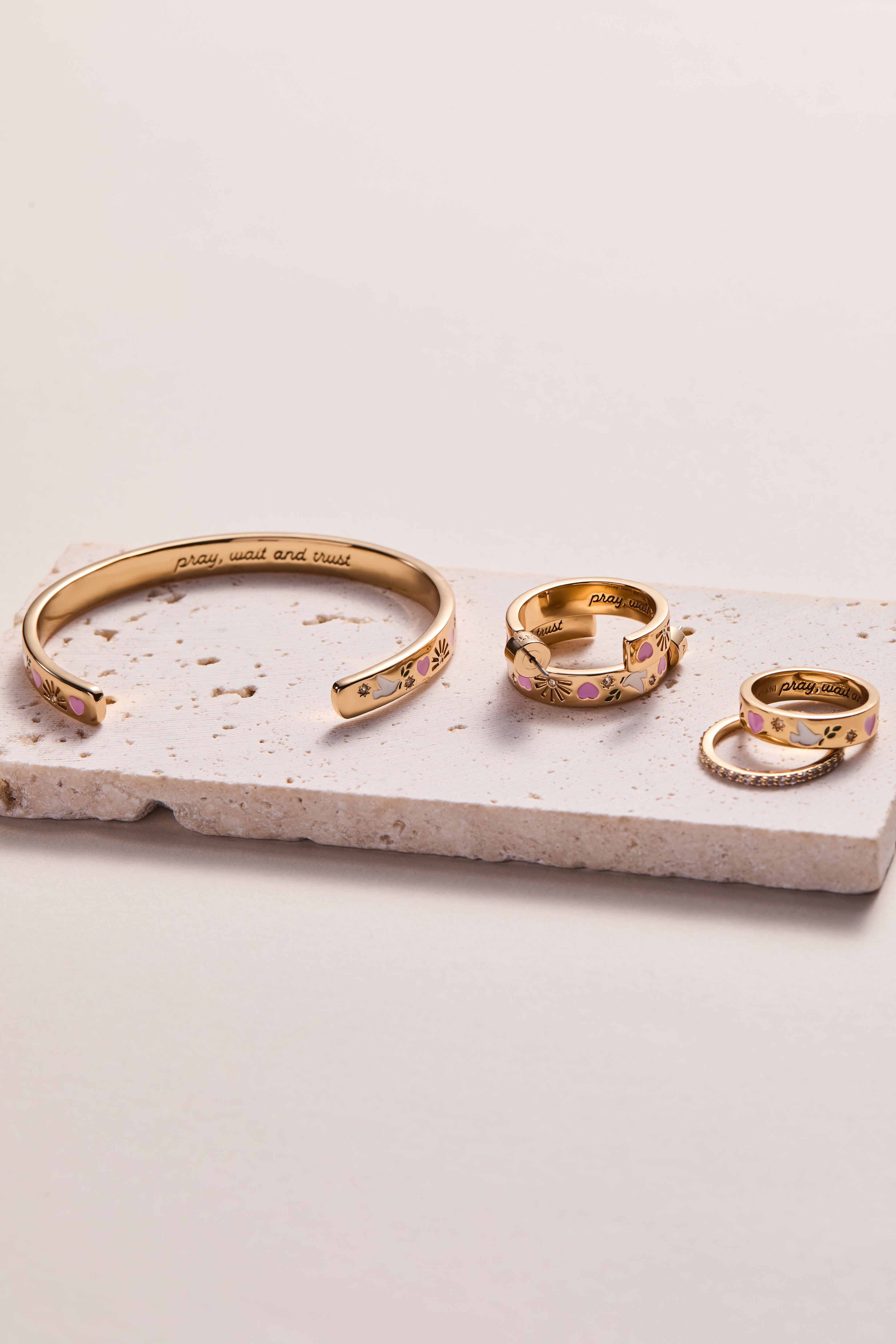 'Pray, Wait and Trust' Hoop Earrings - Aaria Tees Aaria Tees