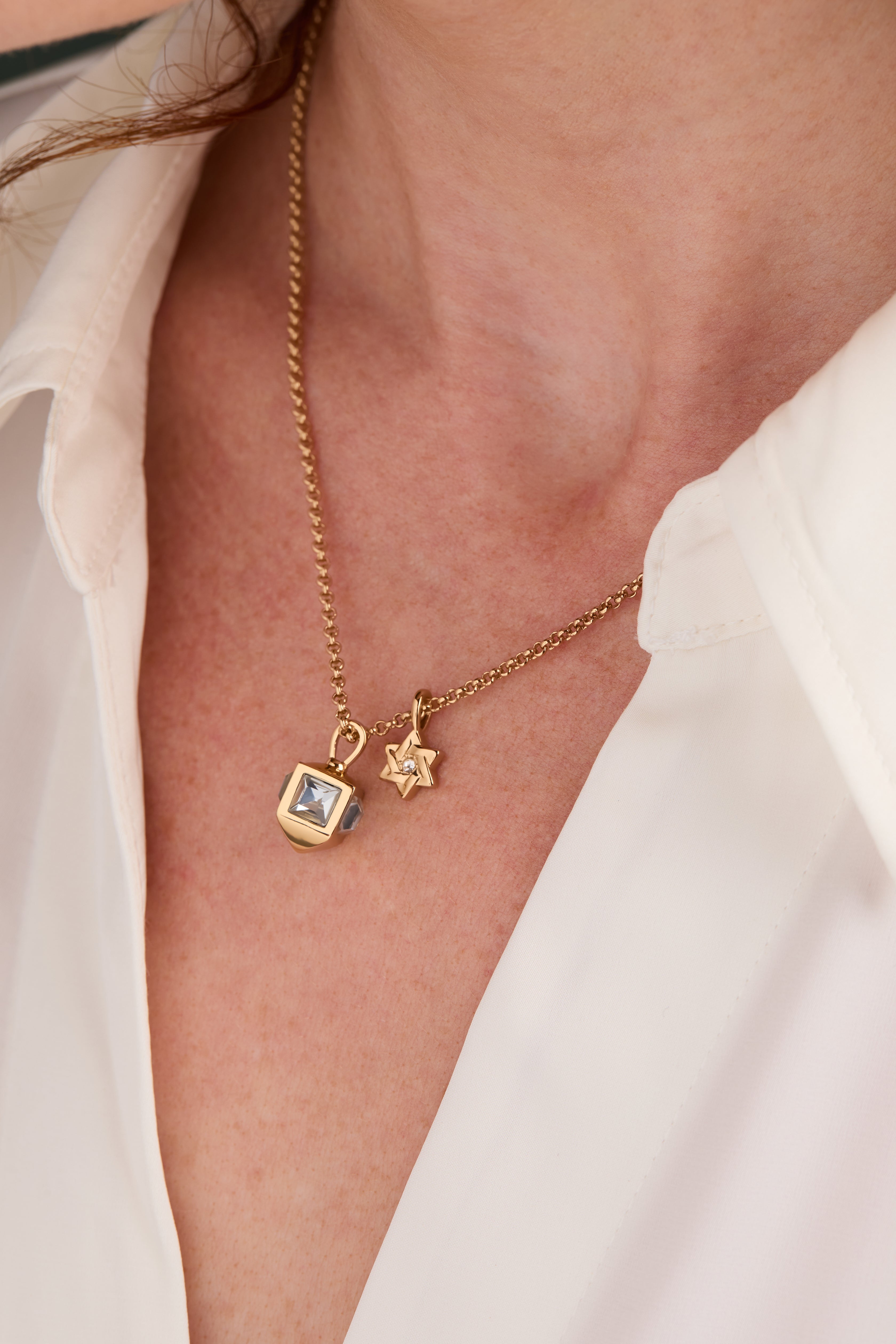 Hanukkah Star of David and Dreidel Pendant Necklace - Aaria Tees Aaria Tees