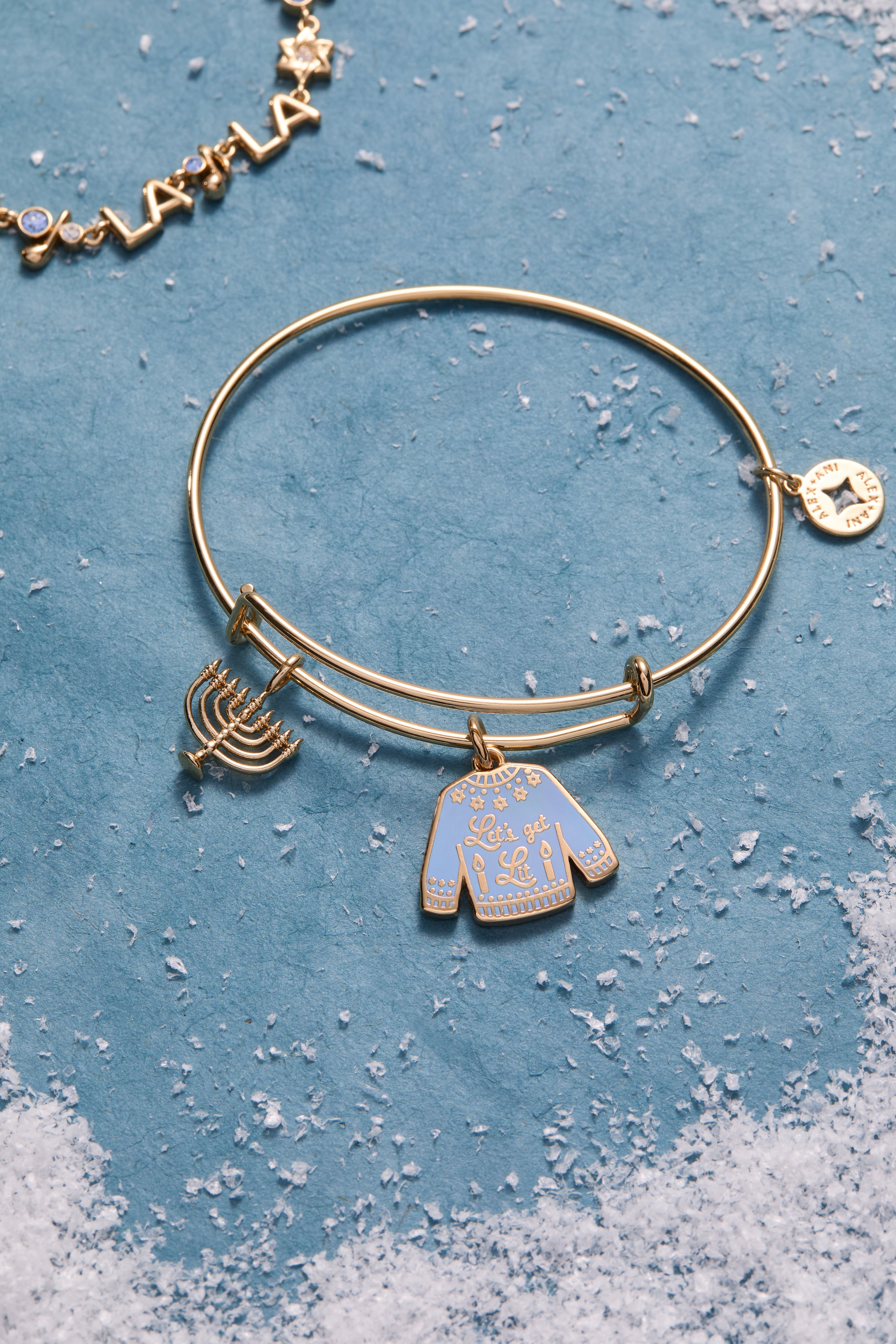 Hanukkah 'Let's Get Lit' Ugly Sweater & Menorah Bangle - Aaria Tees Aaria Tees