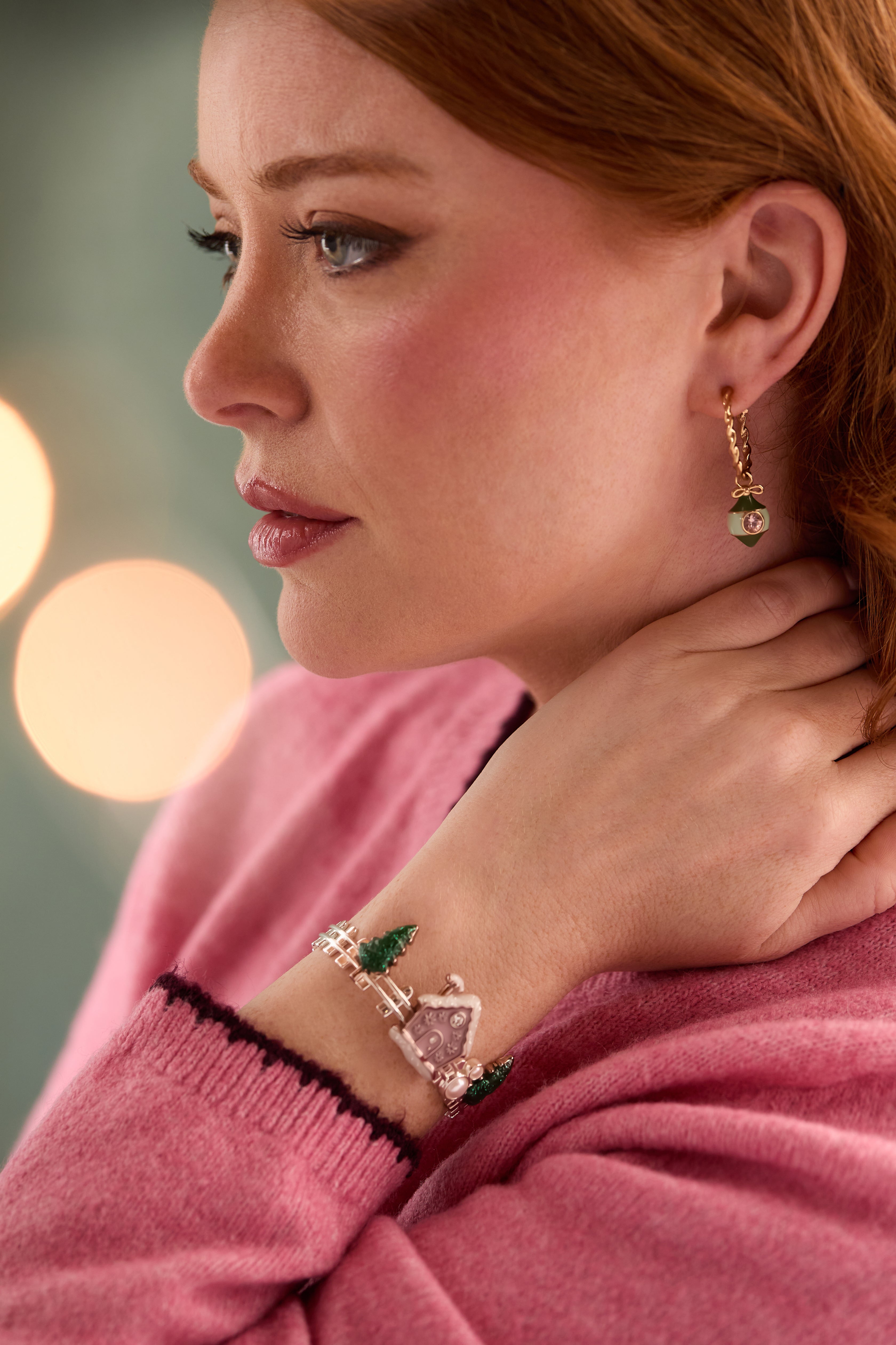 Crystal Bow & Ornament Twisted Hoop Earrings - Aaria Tees Aaria Tees