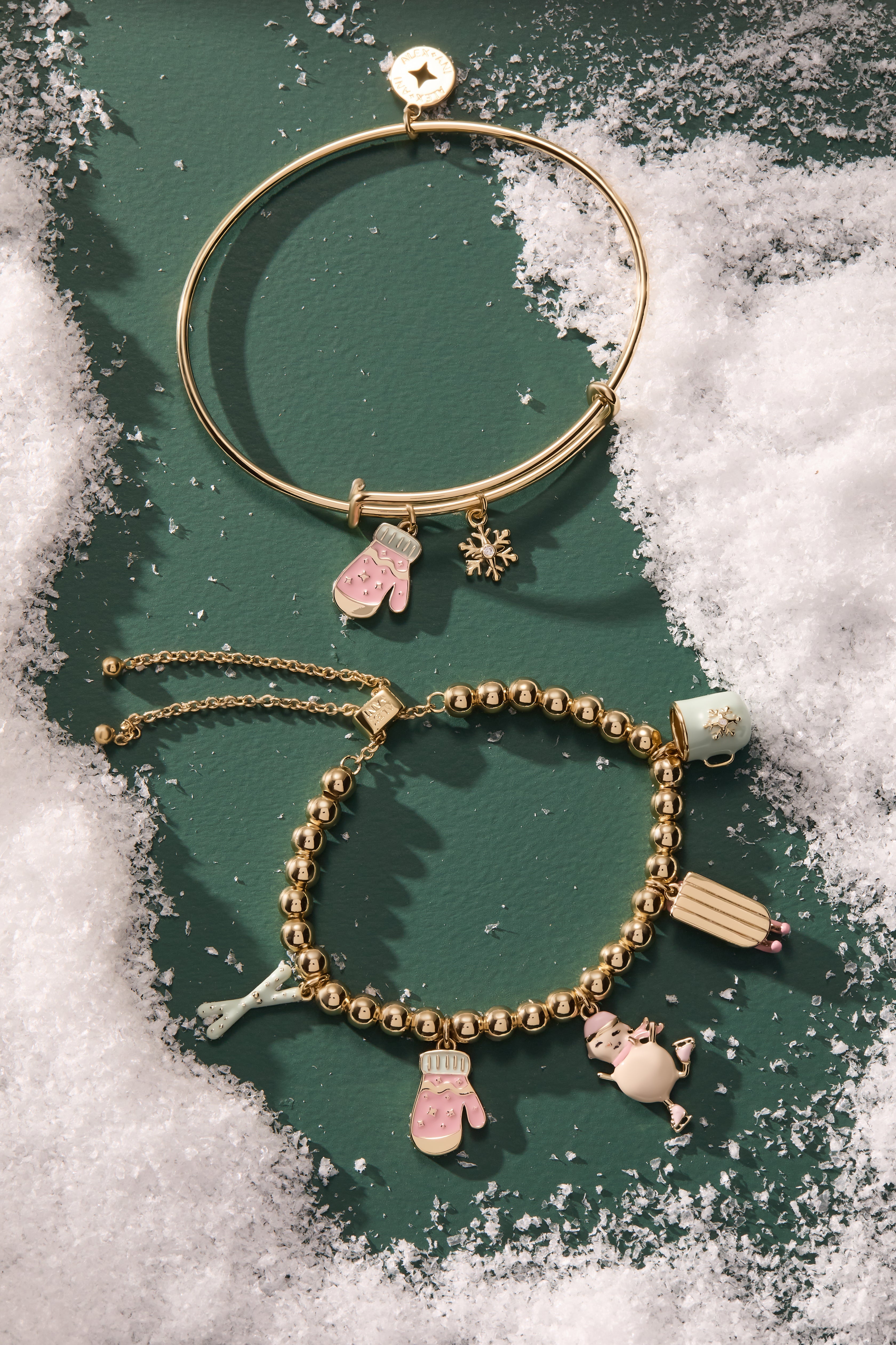Winter Wonderland Mitten and Snowflake Charm Bangle - Aaria Tees Aaria Tees