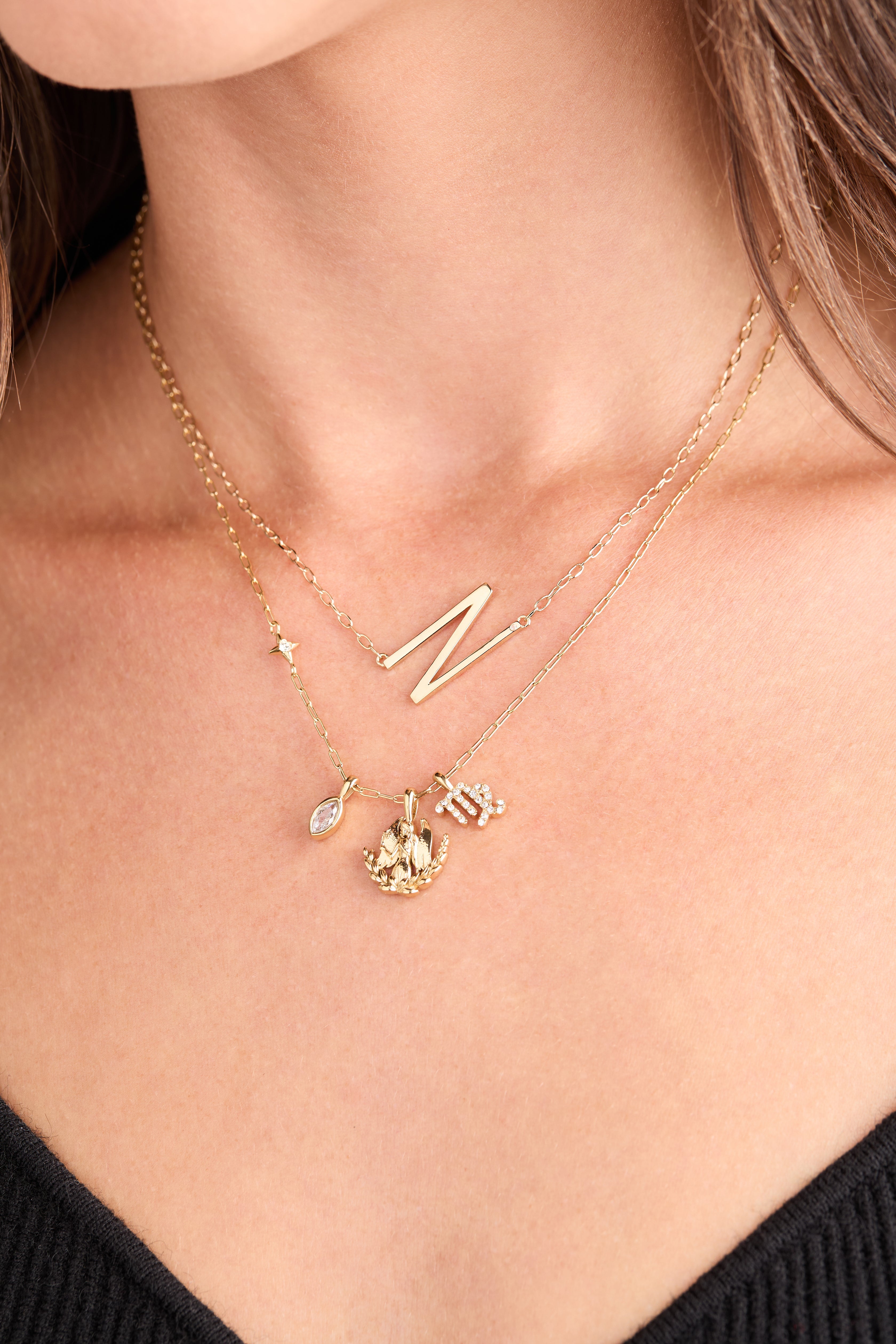 Virgo Zodiac Charm Cluster Necklace - Aaria Tees Aaria Tees