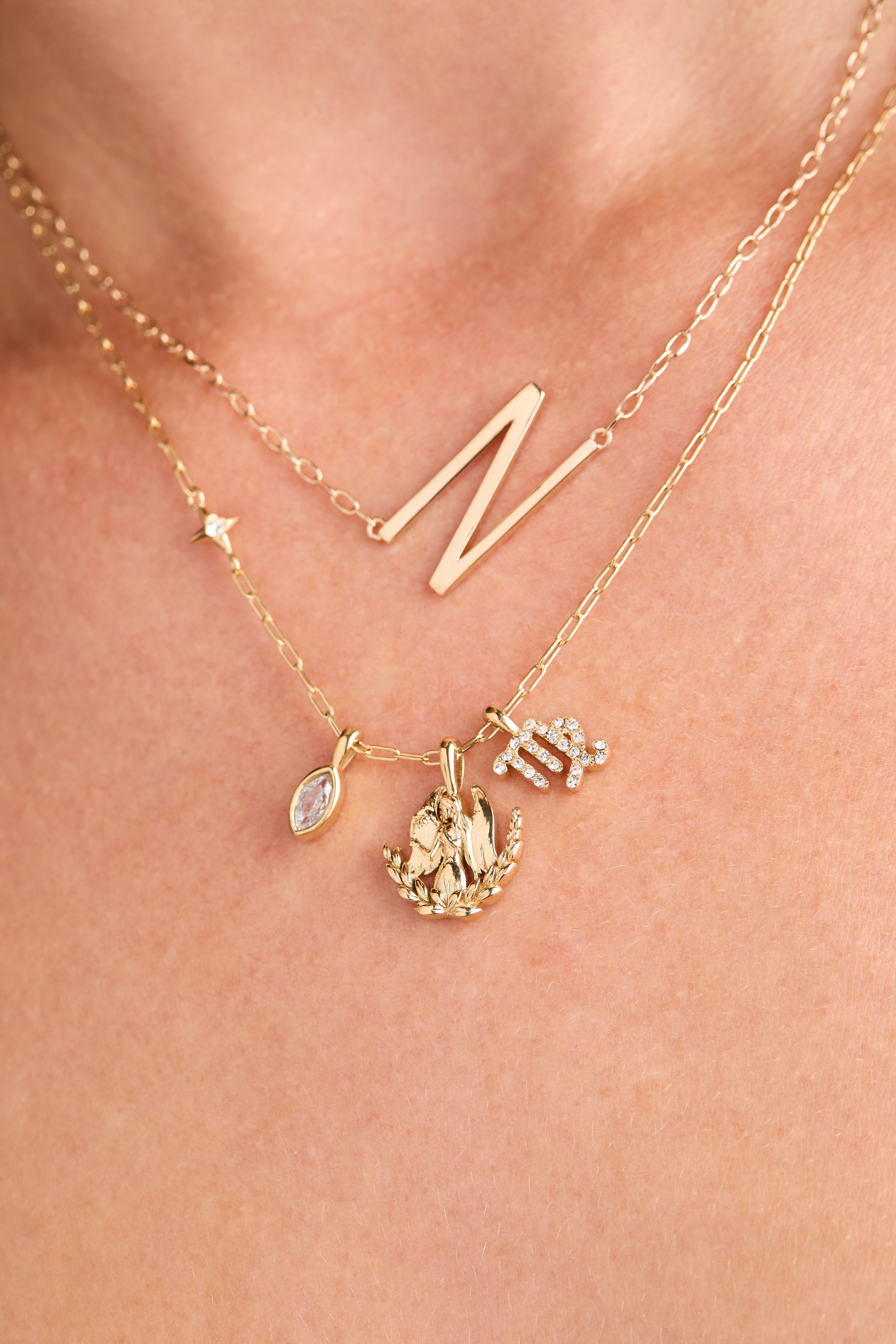 Virgo Zodiac Charm Cluster Necklace - Aaria Tees Aaria Tees