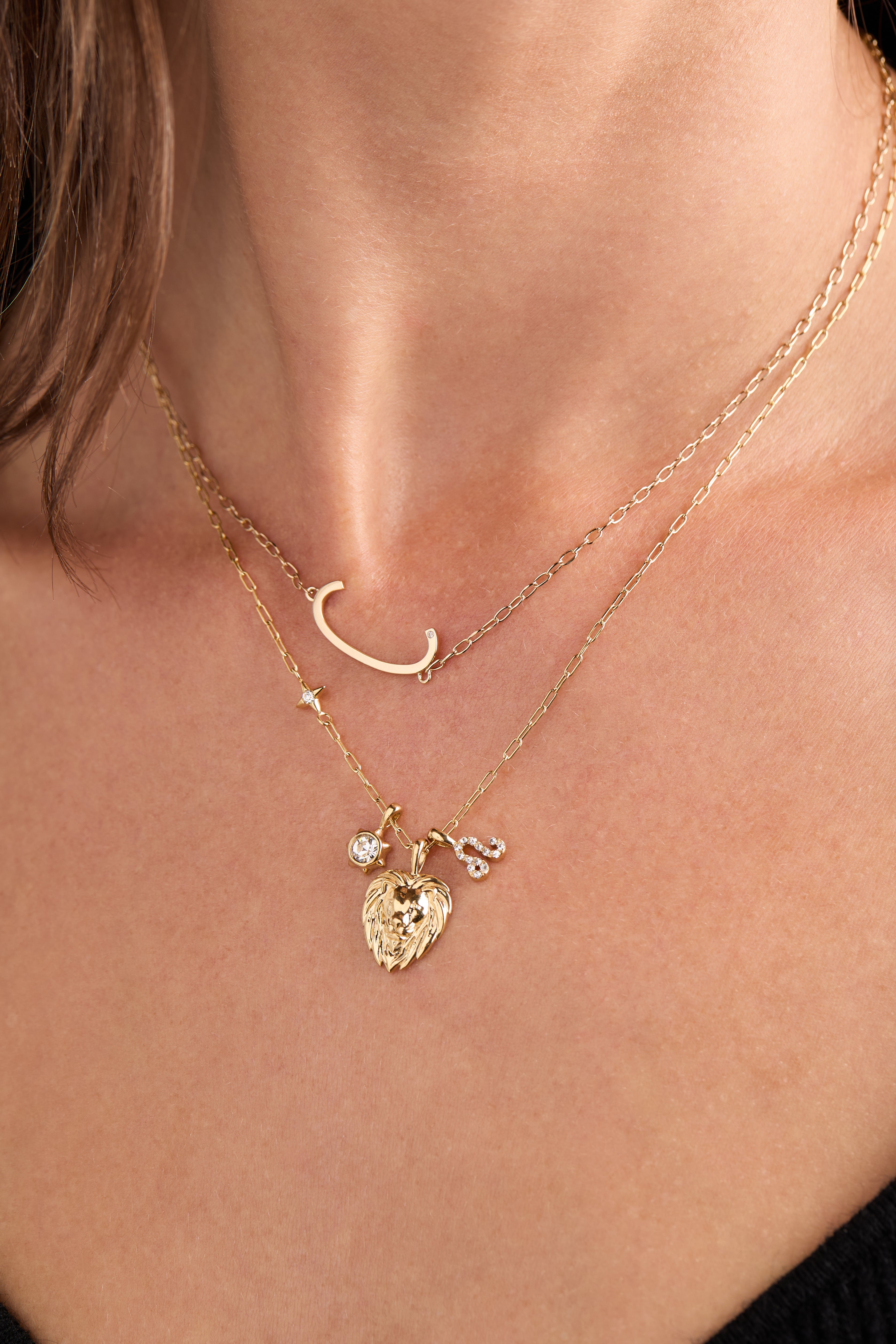 Leo Zodiac Charm Cluster Necklace - Aaria Tees Aaria Tees