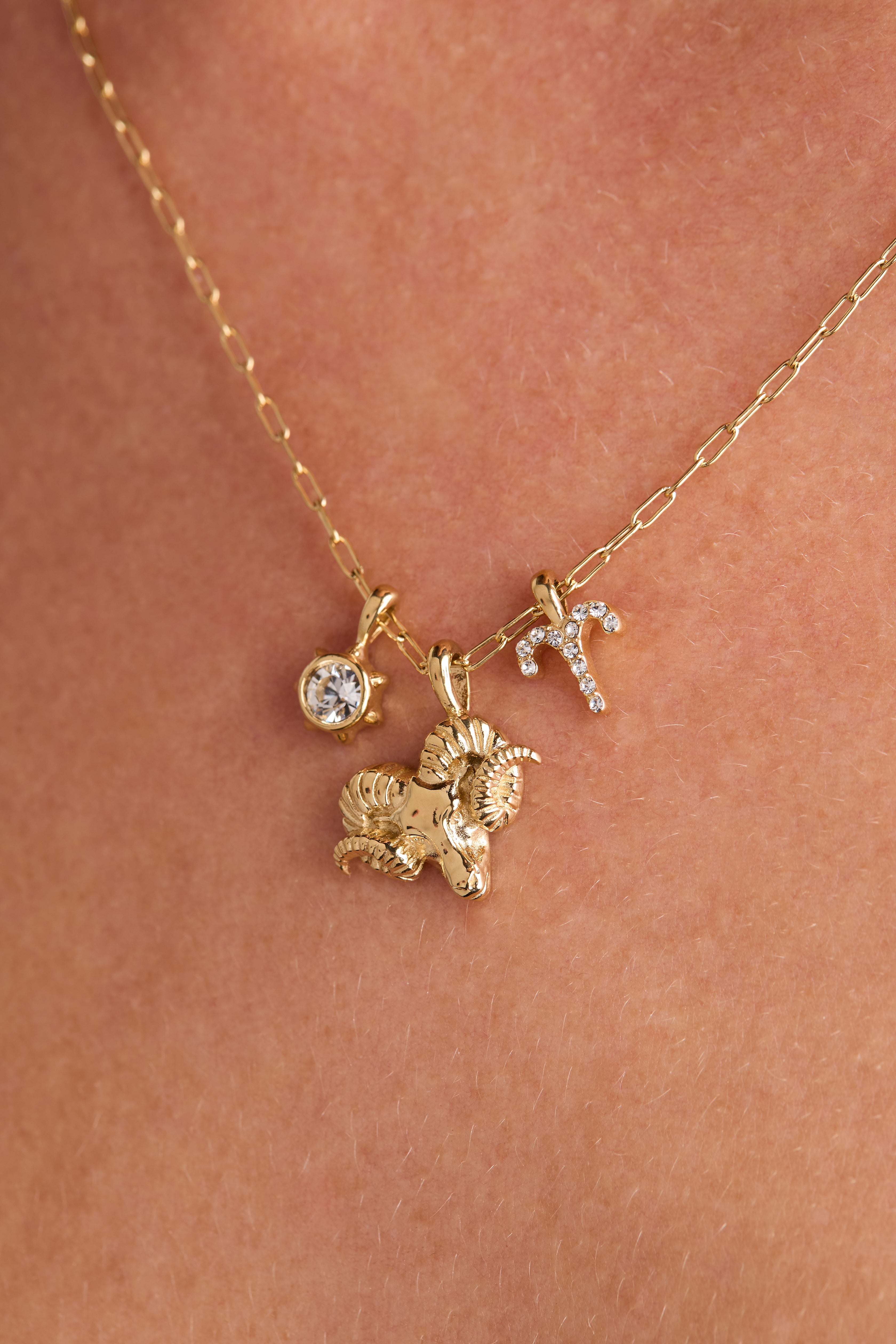 Aries Zodiac Charm Cluster Necklace - Aaria Tees Aaria Tees