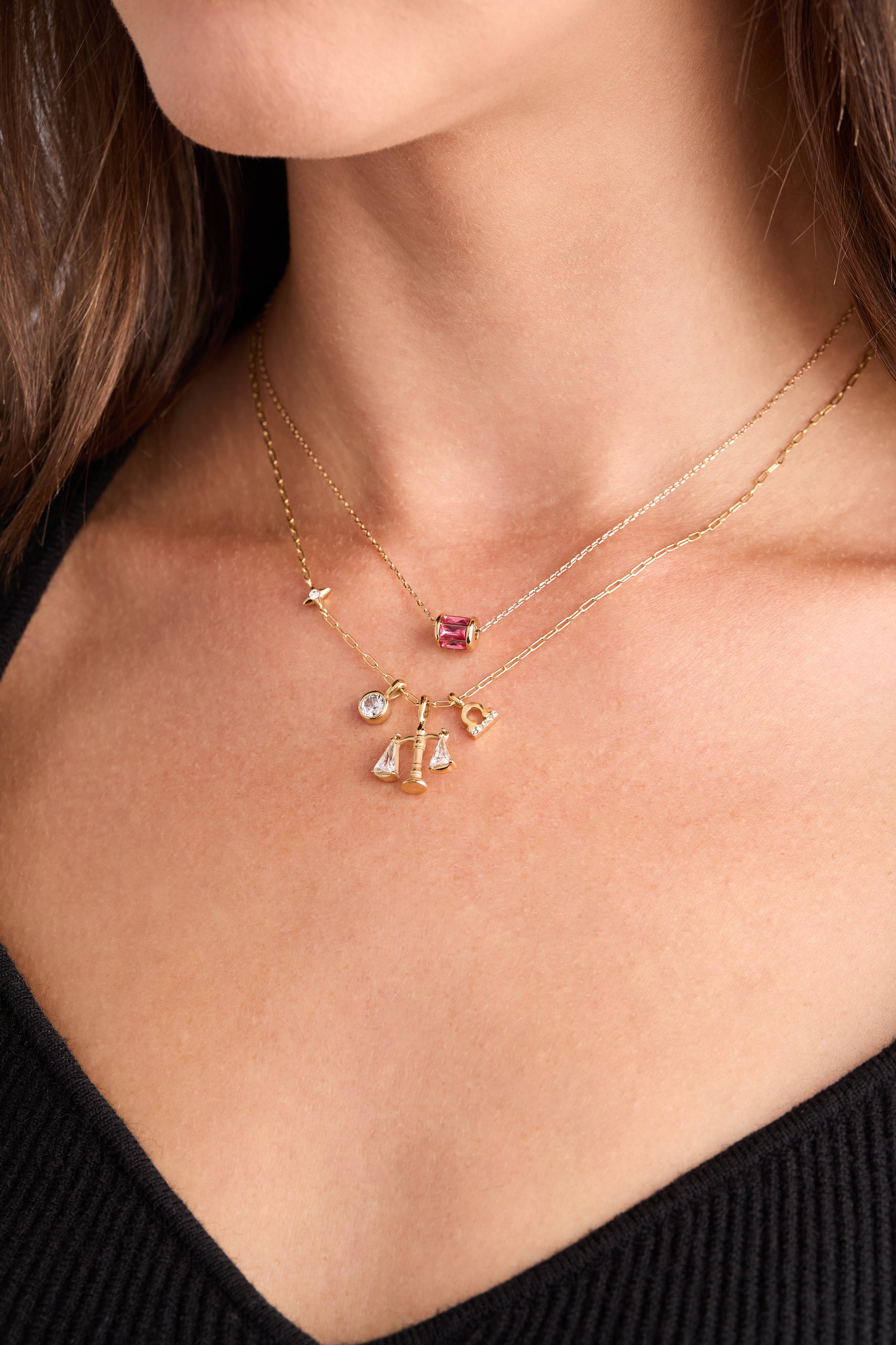Libra Zodiac Charm Cluster Necklace - Aaria Tees Aaria Tees