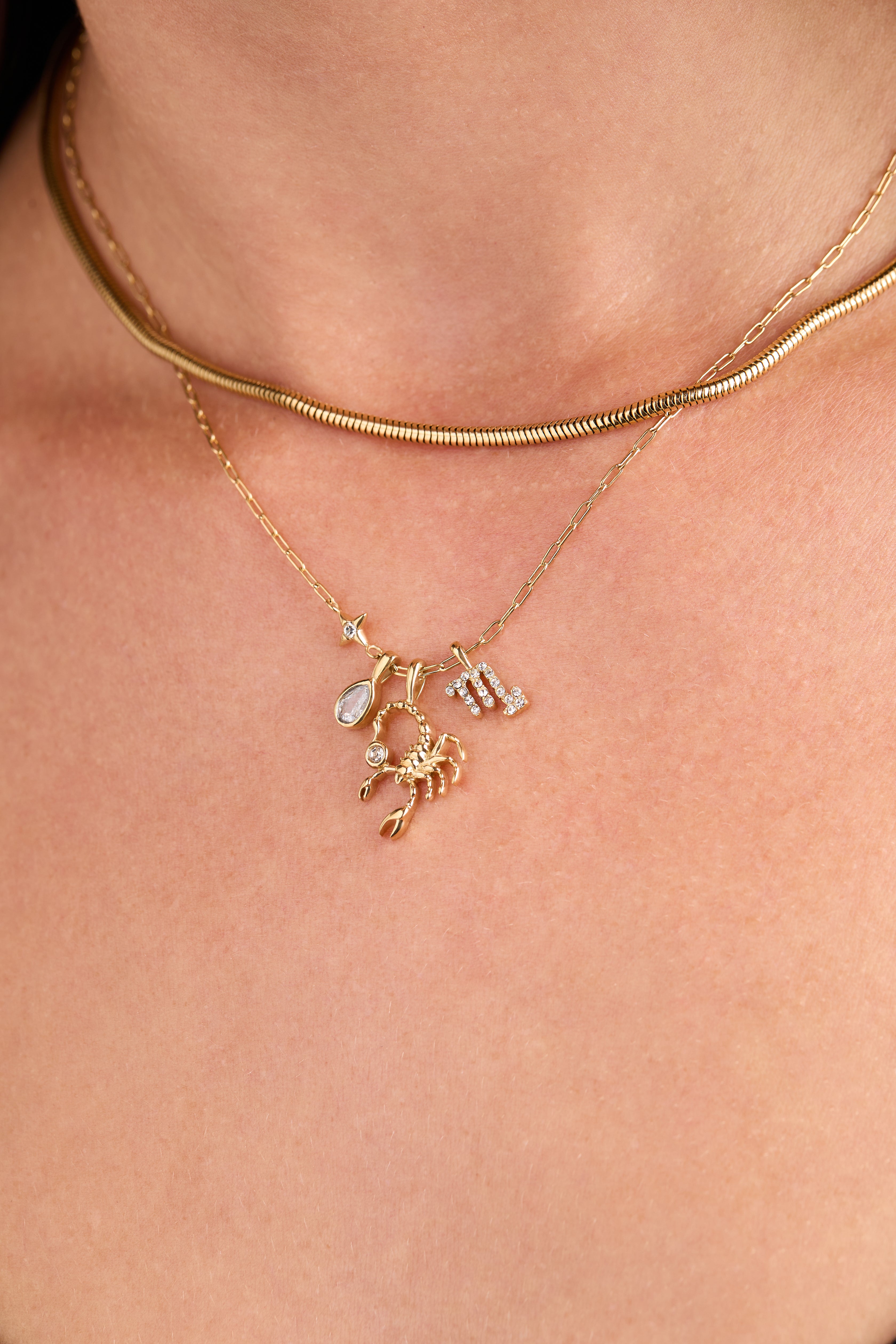 Scorpio Zodiac Charm Cluster Necklace - Aaria Tees Aaria Tees