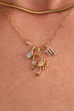Scorpio Zodiac Charm Cluster Necklace - Aaria Tees Aaria Tees
