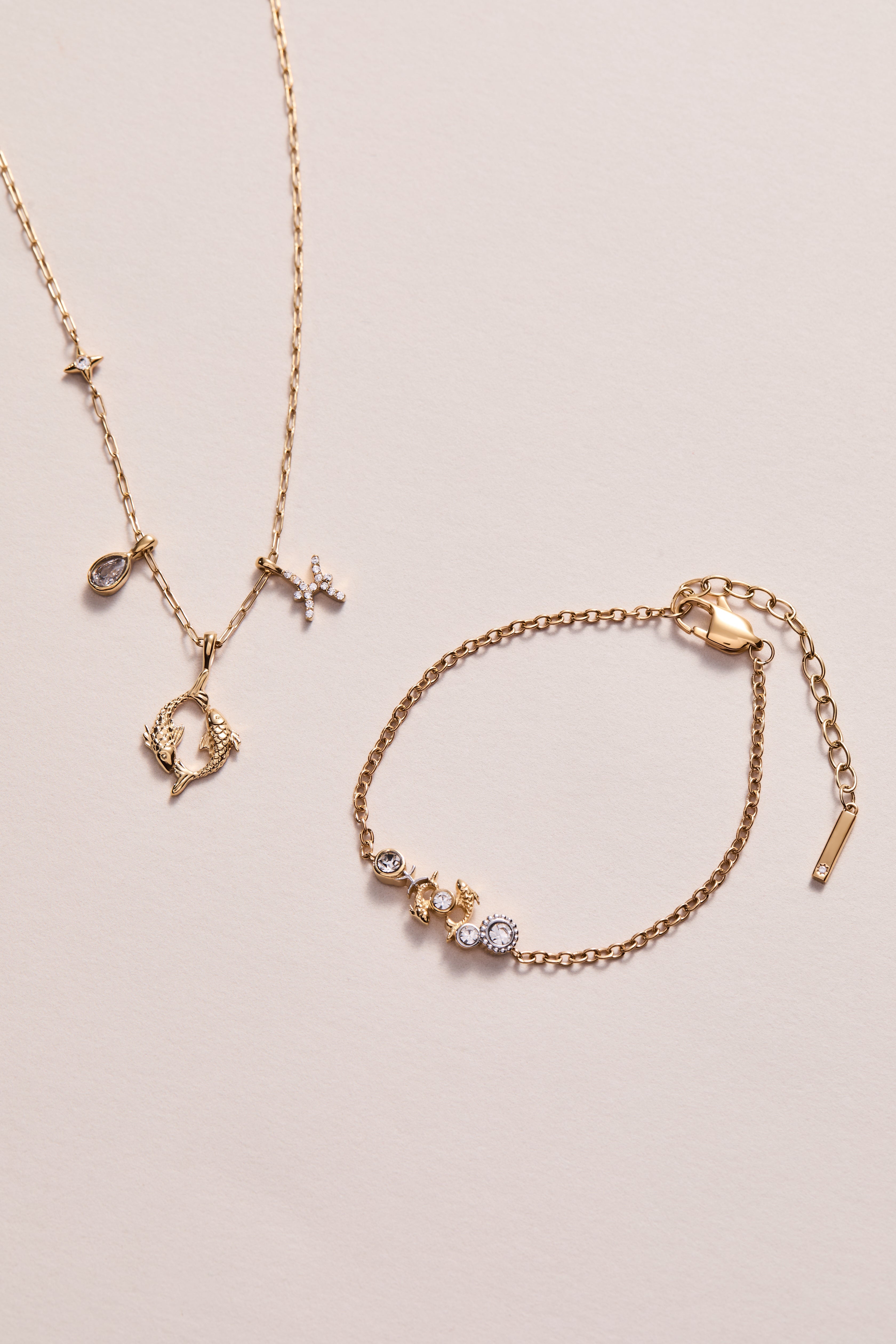 Pisces Zodiac Charm Cluster Necklace - Aaria Tees Aaria Tees