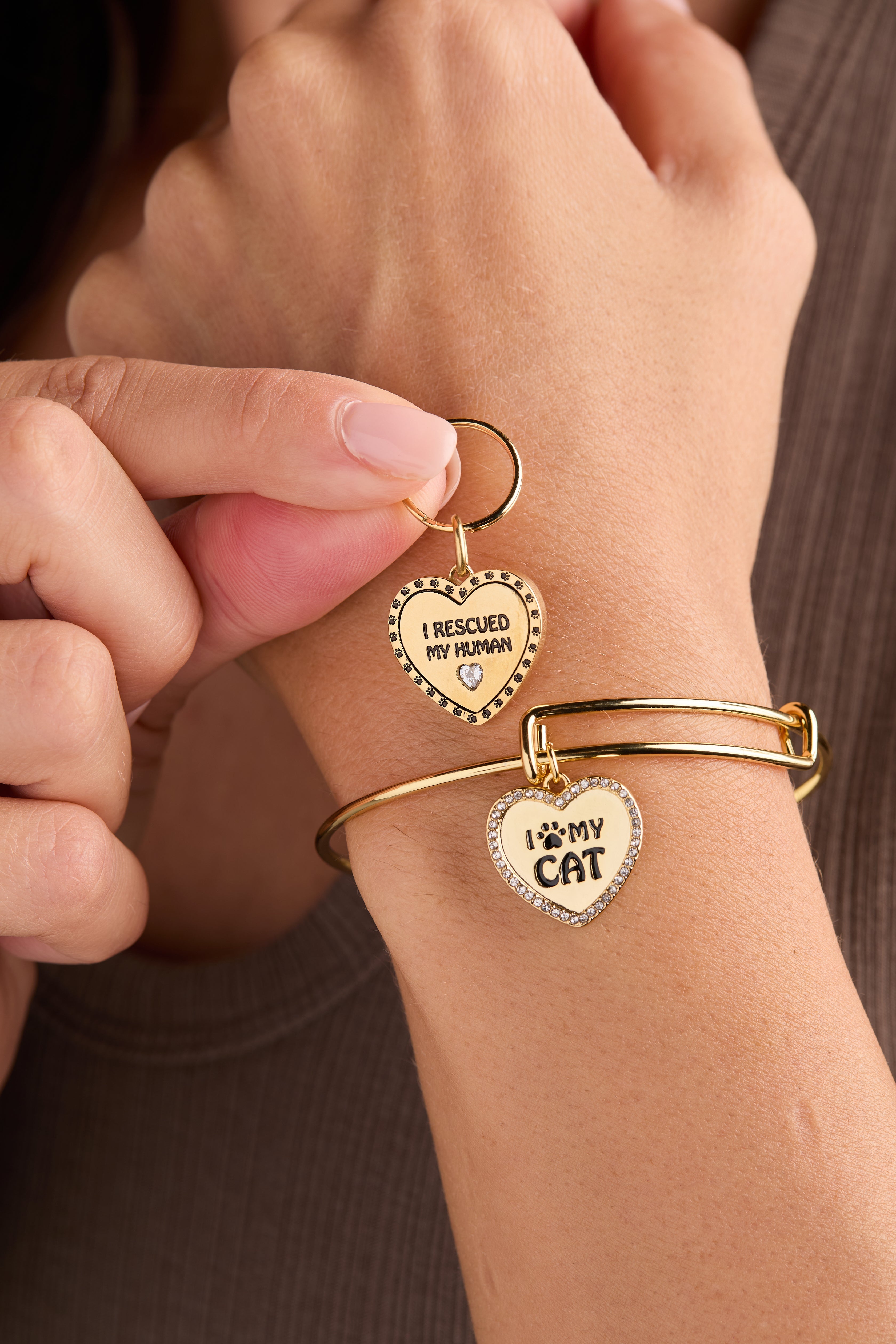 'I Love My Cat' Bangle & Pet Collar Charm Set of 2 - Aaria Tees Aaria Tees