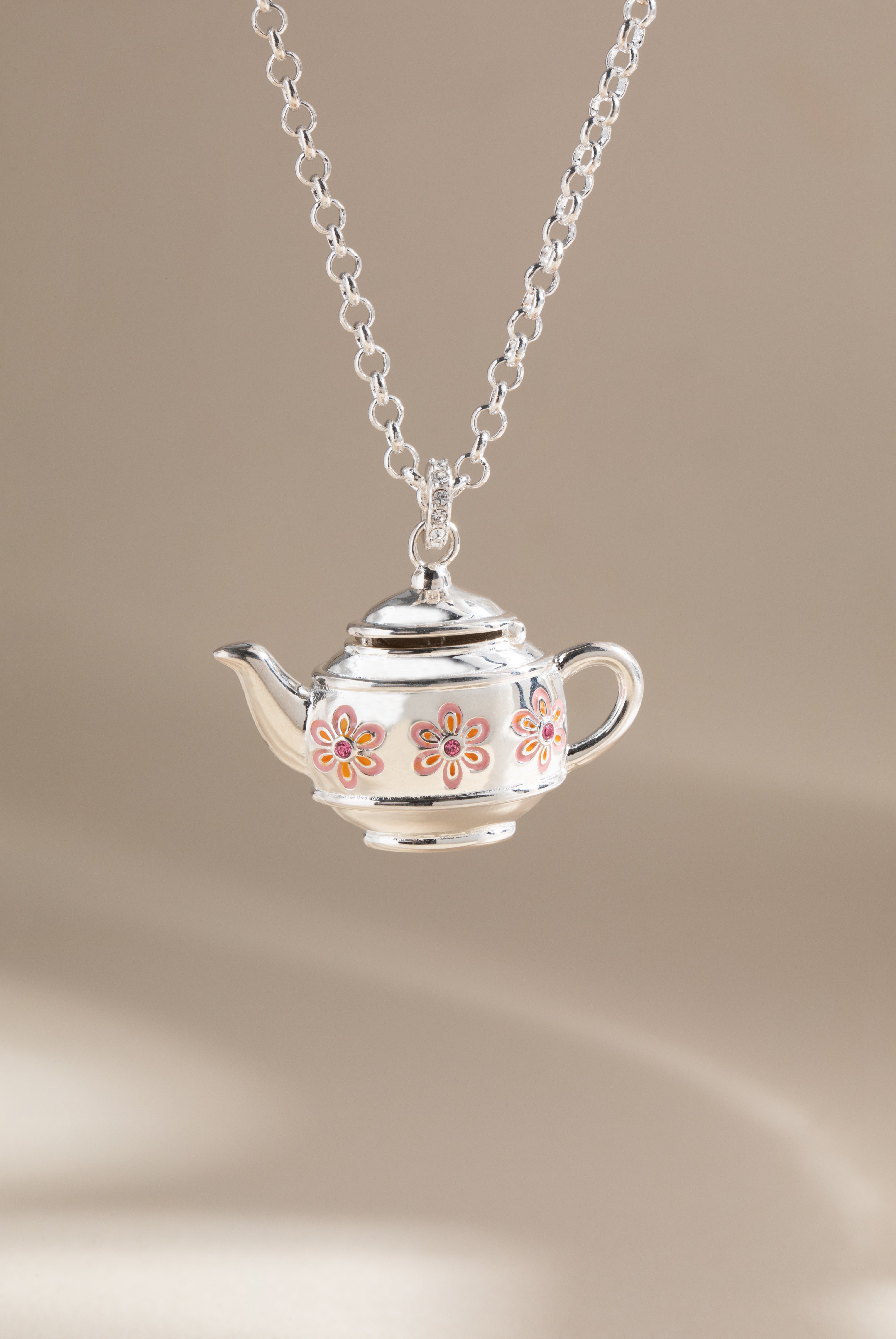 Floral Teapot Locket Pendant Necklace - Aaria Tees Aaria Tees
