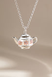 Floral Teapot Locket Pendant Necklace - Aaria Tees Aaria Tees