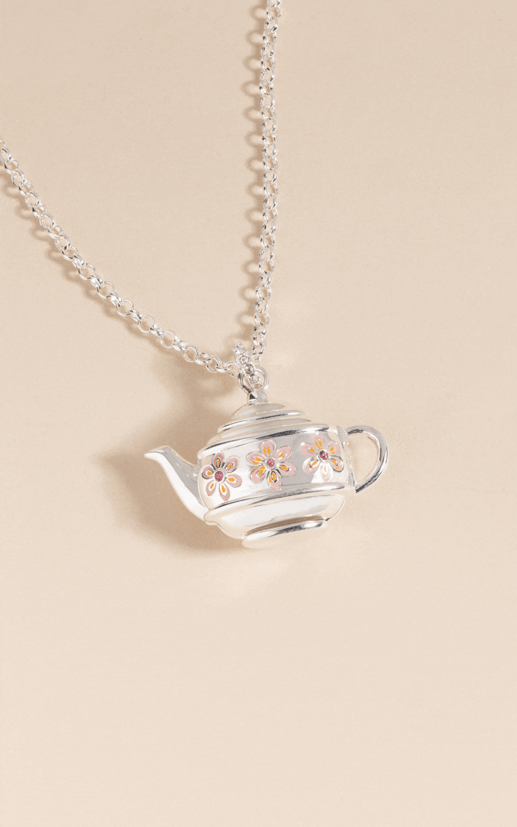 Floral Teapot Locket Pendant Necklace - Aaria Tees Aaria Tees