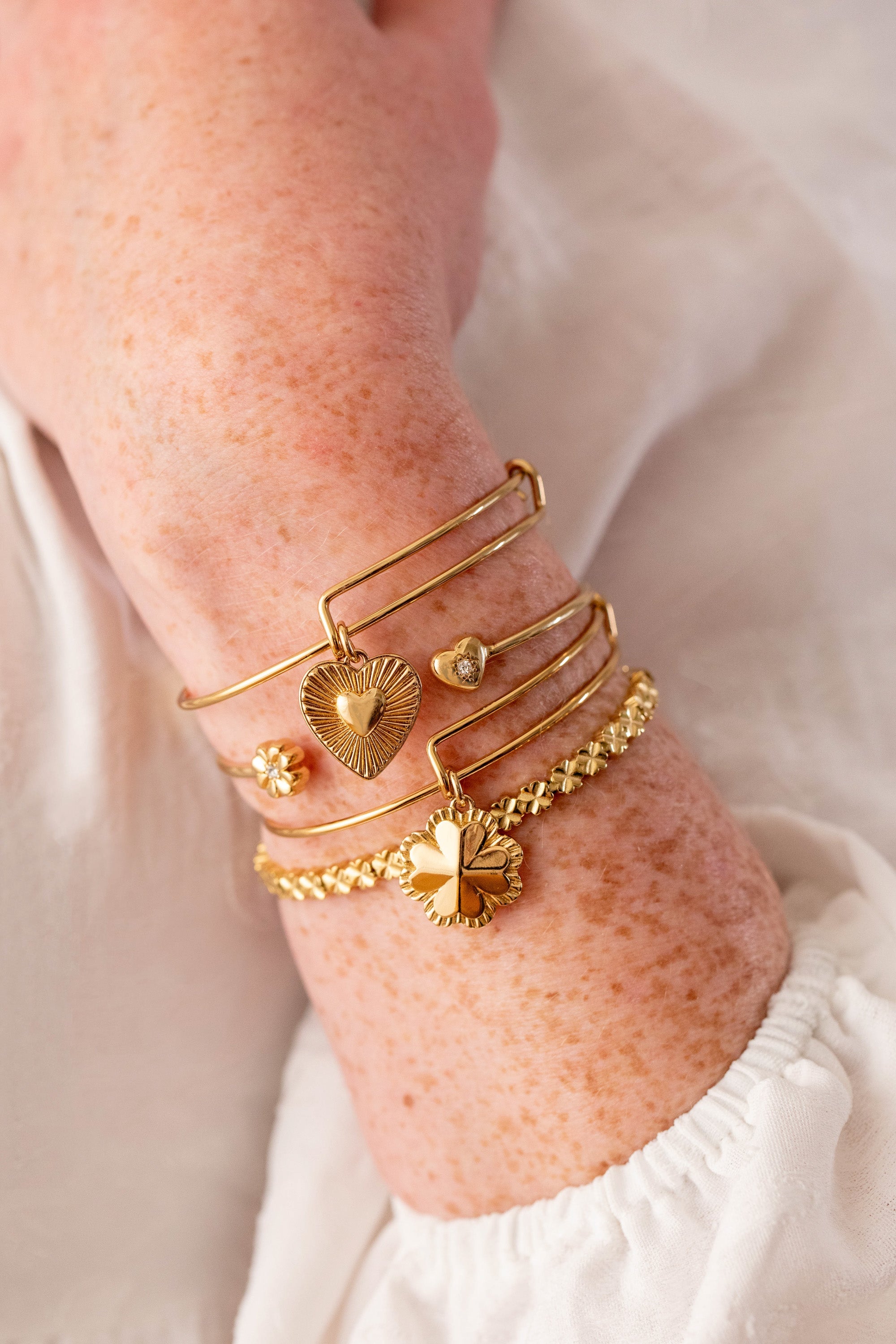 Four-Leaf Clover Charm Bangle - Aaria Tees Aaria Tees