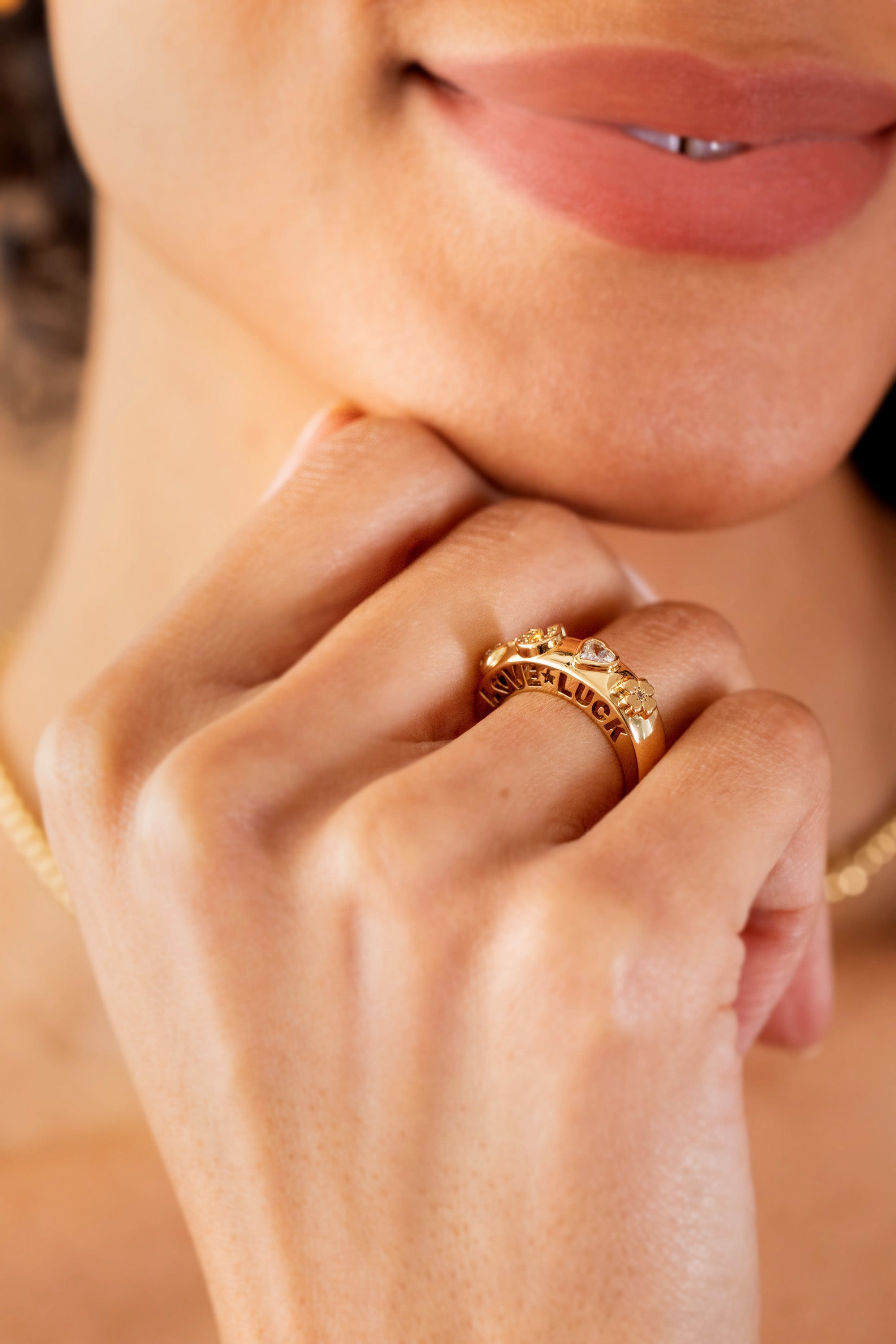 Love and Luck Open Domed Ring - Aaria Tees Aaria Tees