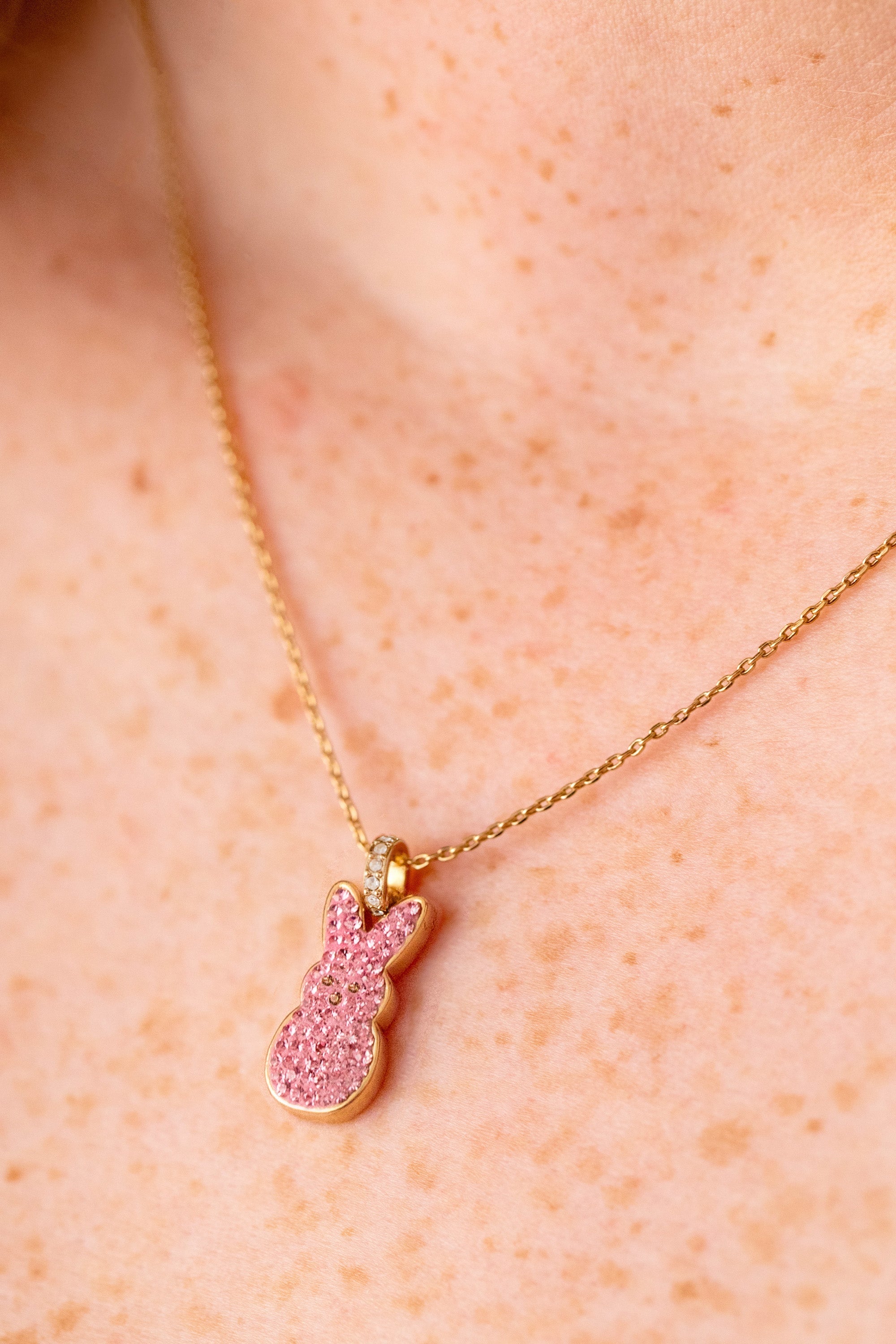 PEEPS® Pink Crystal Bunny Pendant Necklace - Aaria Tees Aaria Tees