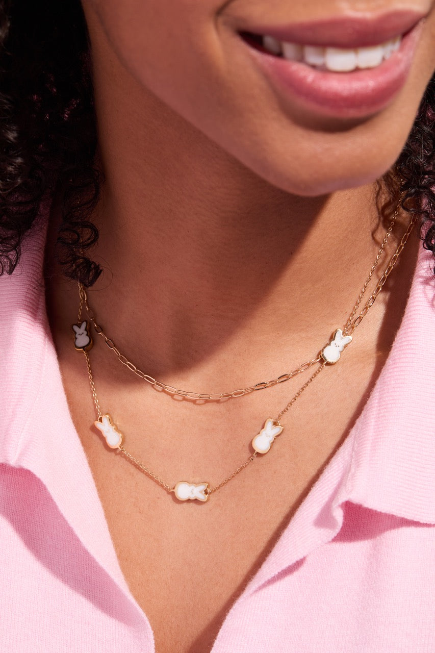 PEEPS® Pearlized Bunny Charm Necklace - Aaria Tees Aaria Tees