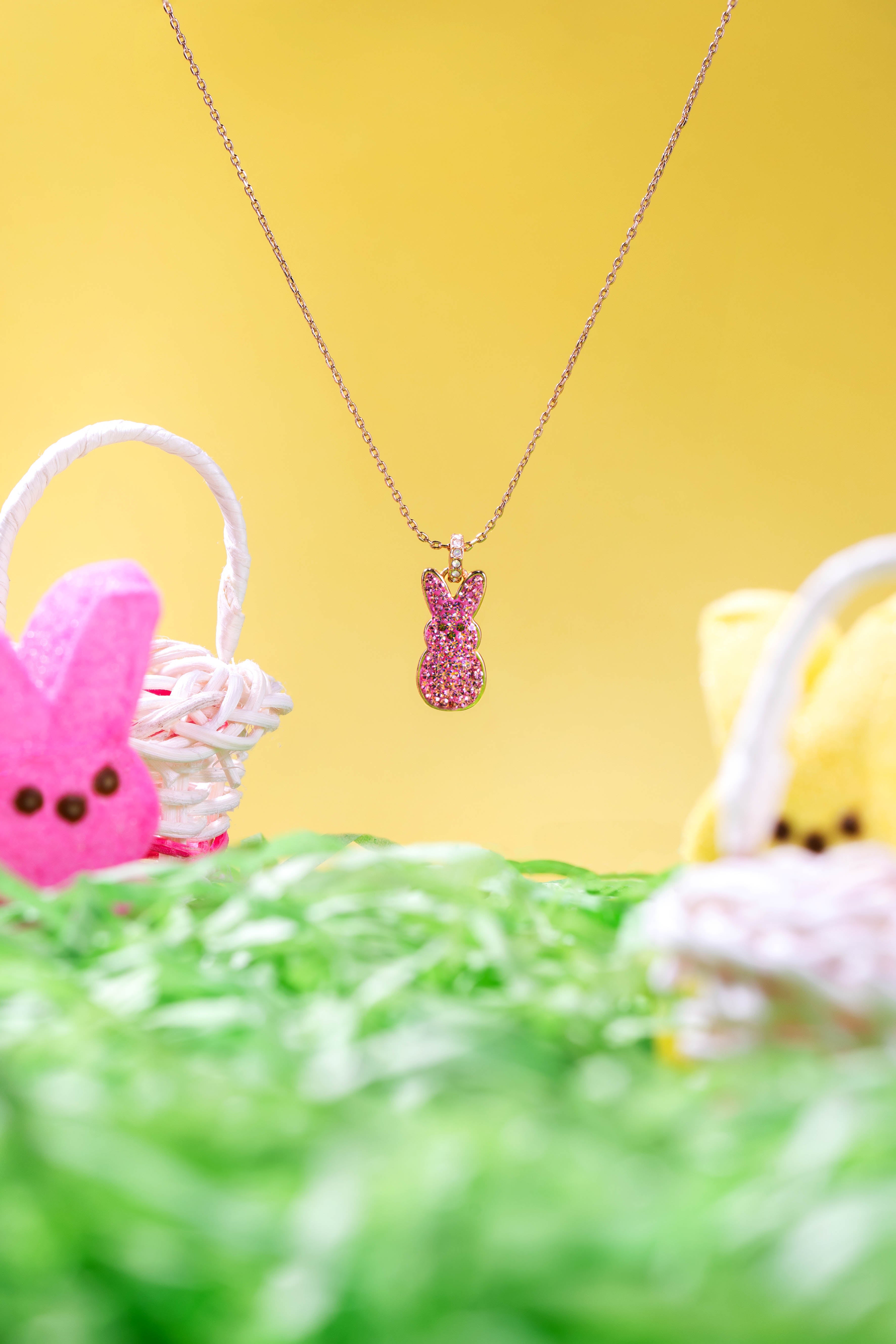 PEEPS® Pink Crystal Bunny Pendant Necklace - Aaria Tees Aaria Tees