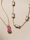 PEEPS® Pink Crystal Bunny Pendant Necklace - Aaria Tees Aaria Tees