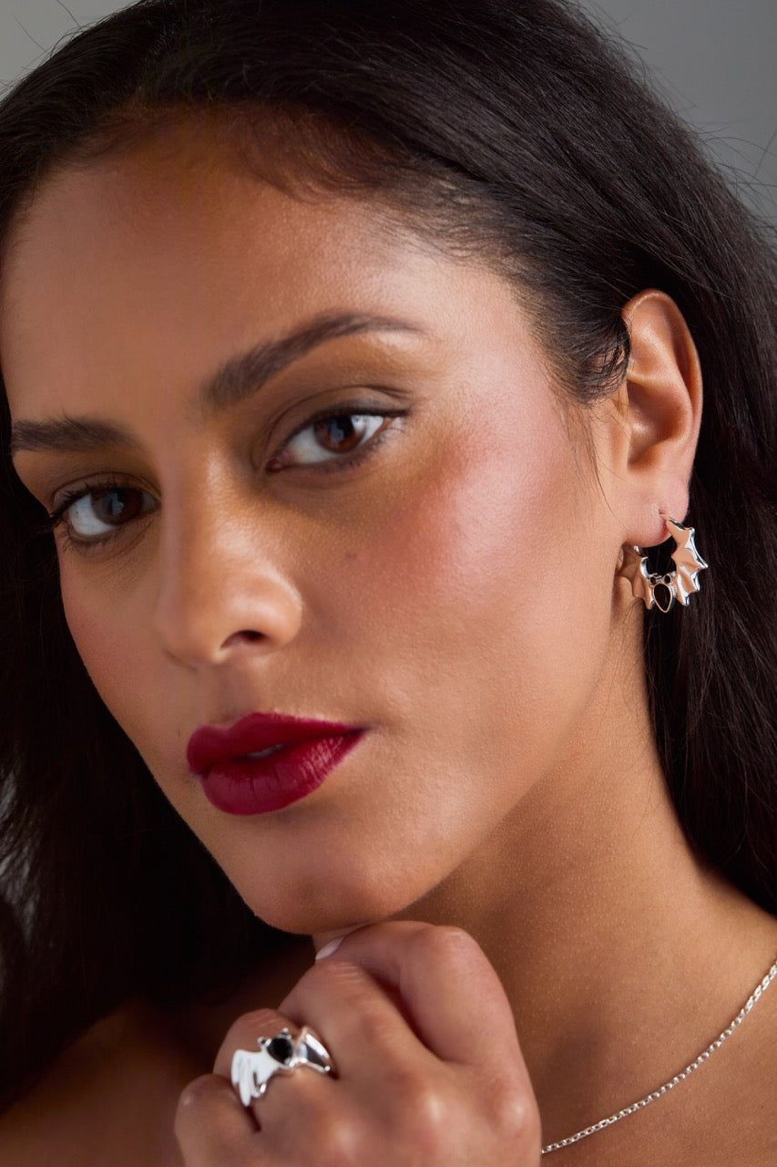 Crystal Bat Hoop Earrings - Aaria Tees Aaria Tees