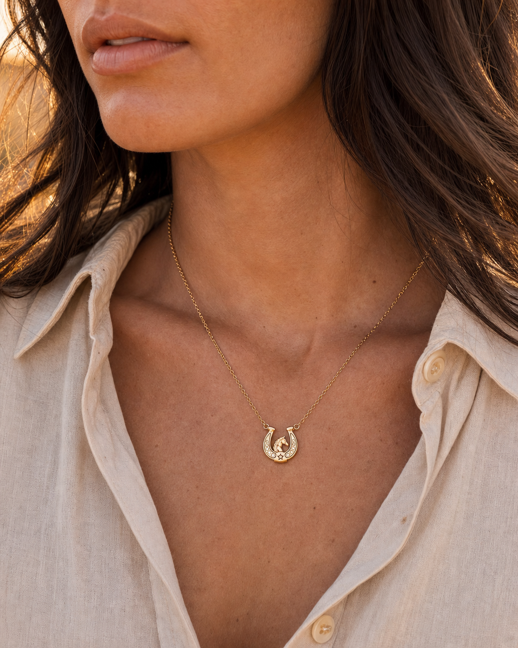 'Horse Girl At Heart' Horseshoe Necklace - Aaria Tees Aaria Tees