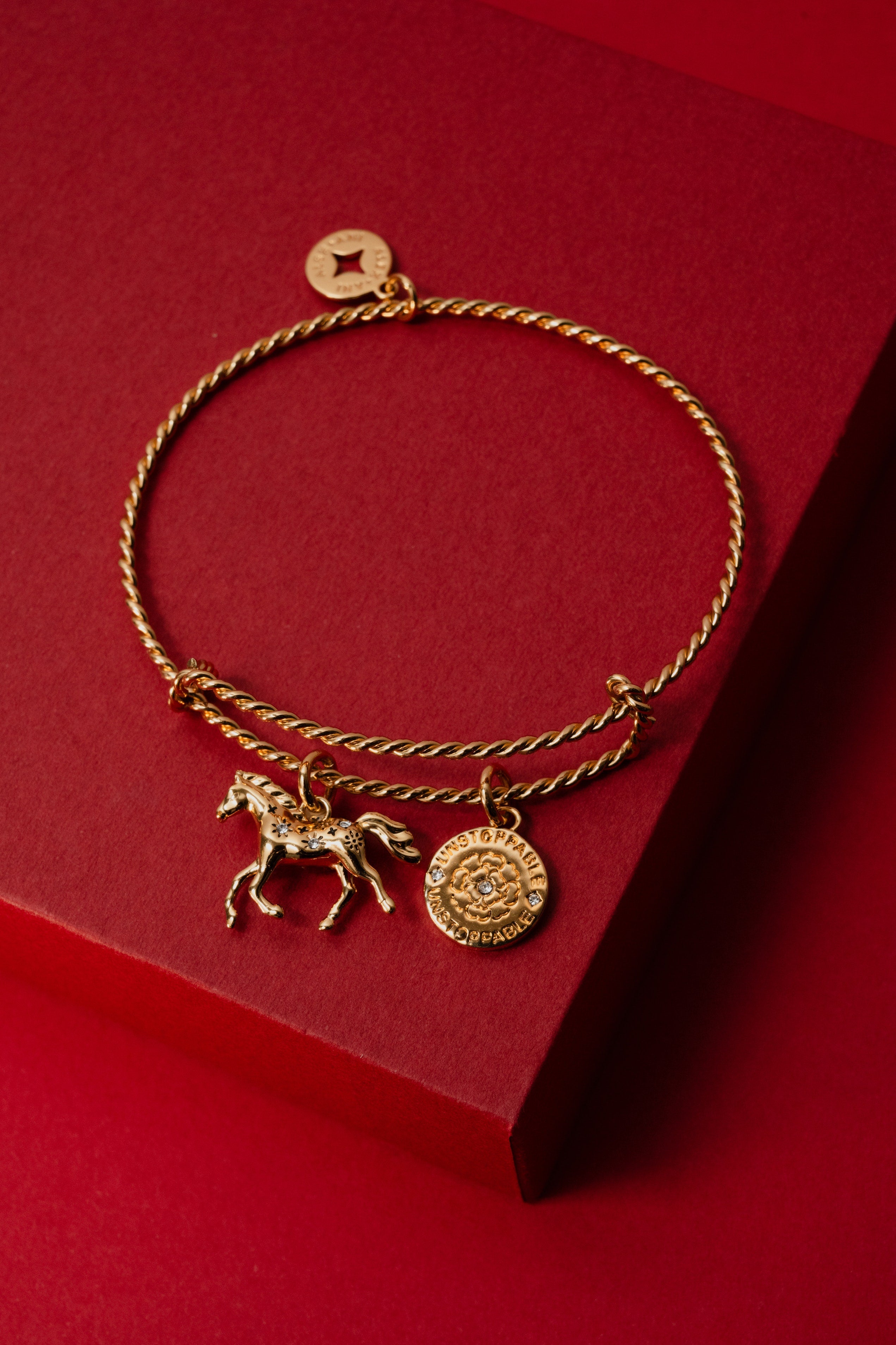 Horse Girl Rope Textured Charm Bangle - Aaria Tees Aaria Tees