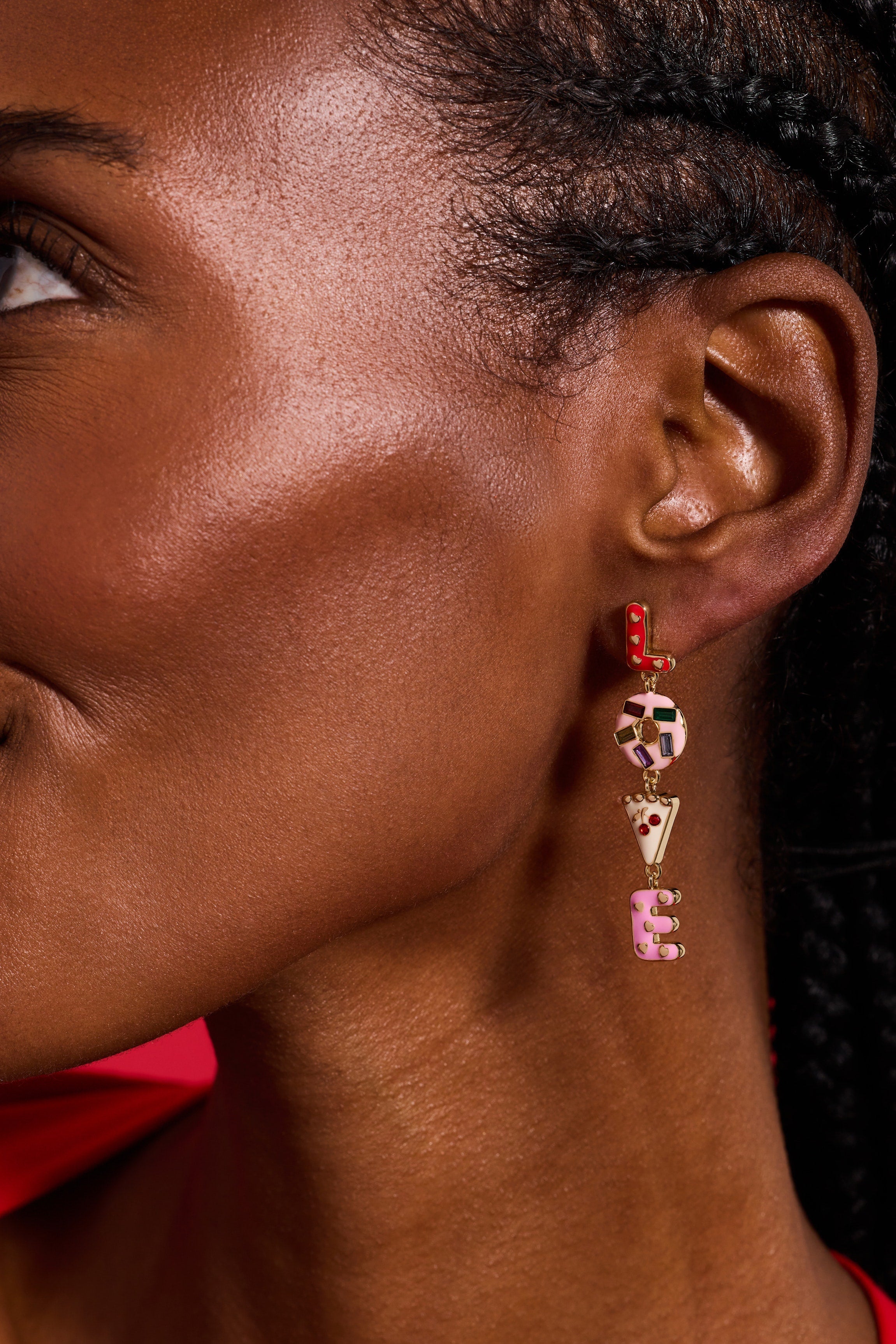 Sweet Shop 'Love' Linear Drop Statement Earrings - Aaria Tees Aaria Tees
