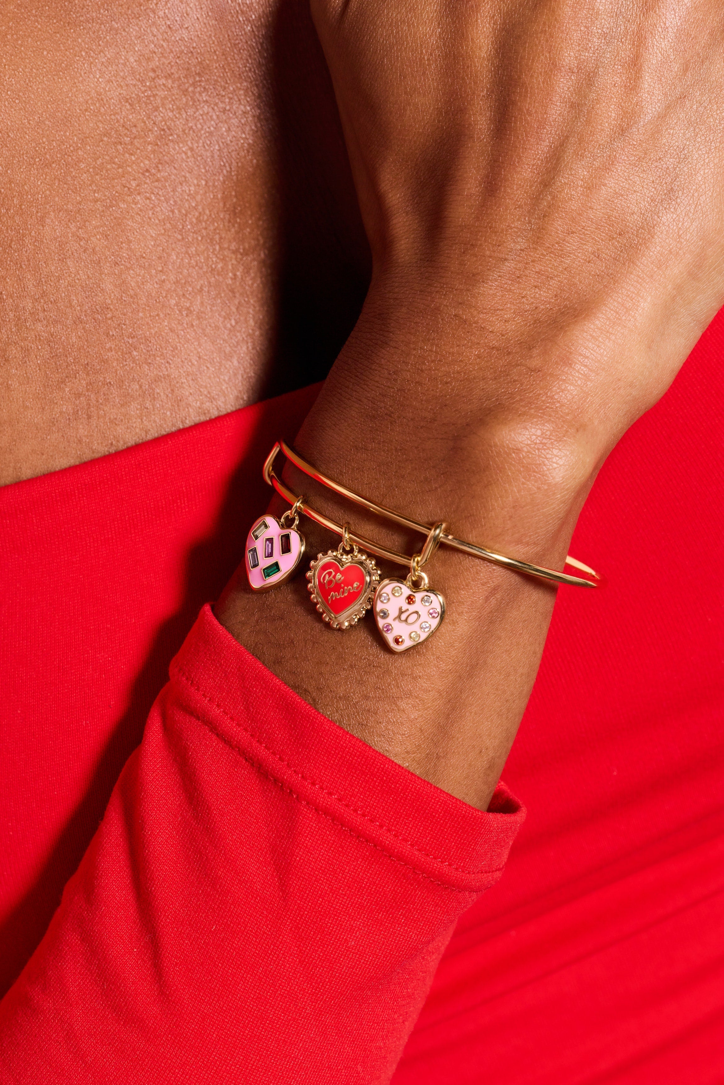 Sweet Shop 'Be Mine' Heart Multi Charm Bangle - Aaria Tees Aaria Tees