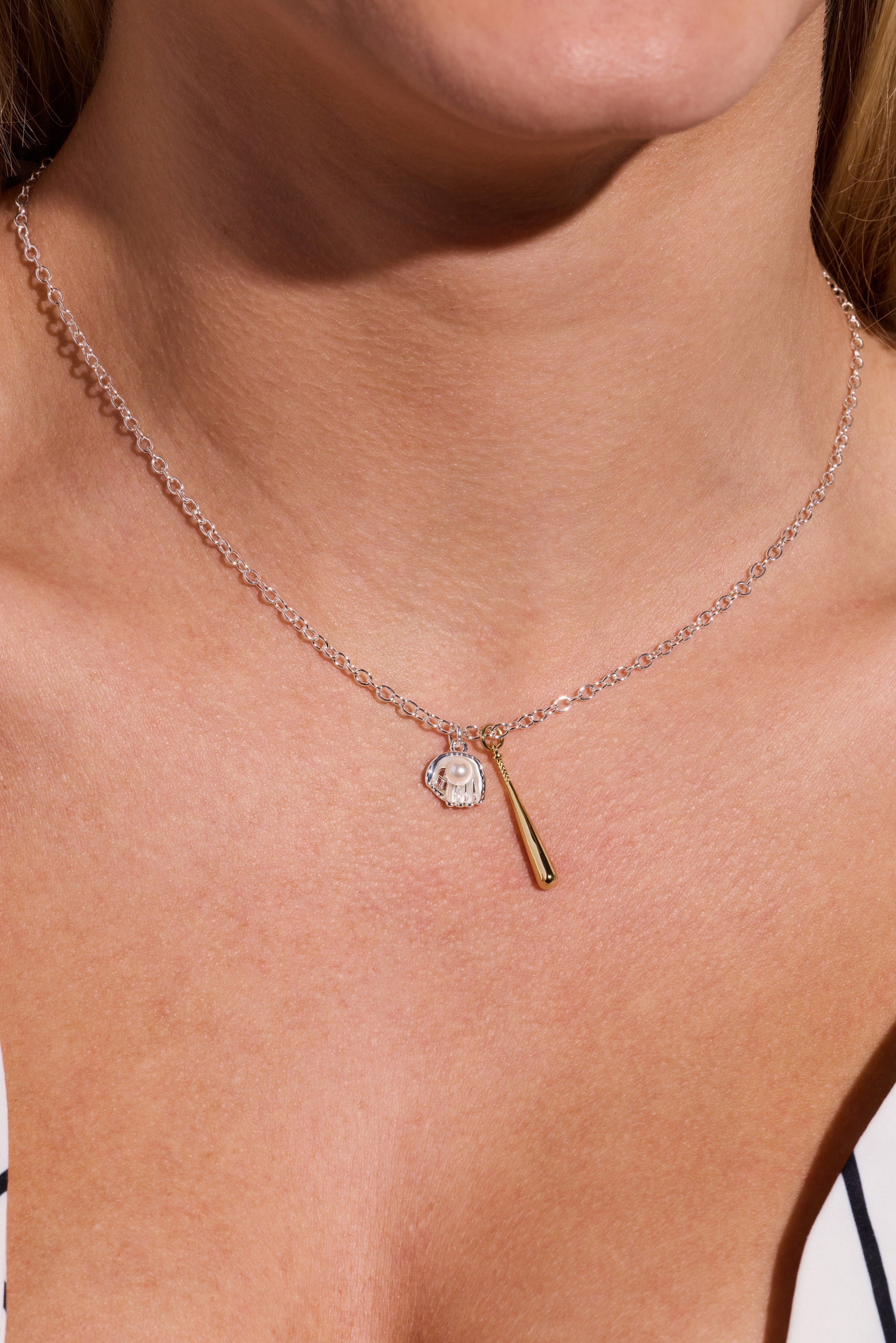 Ballgame Duo Charm Pendant Necklace - Aaria Tees Aaria Tees