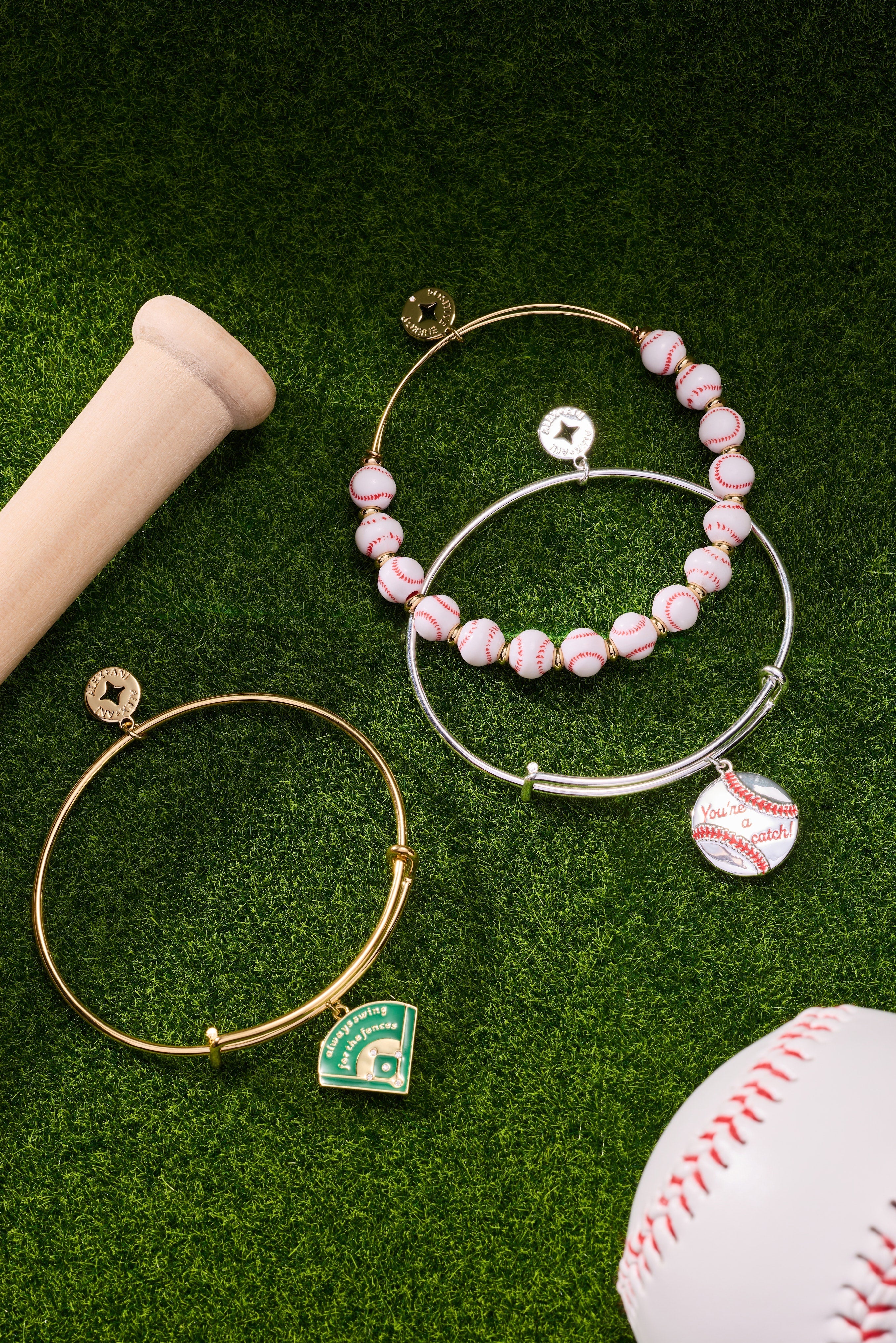 "You're A Catch" Baseball Charm Bangle - Aaria Tees Aaria Tees