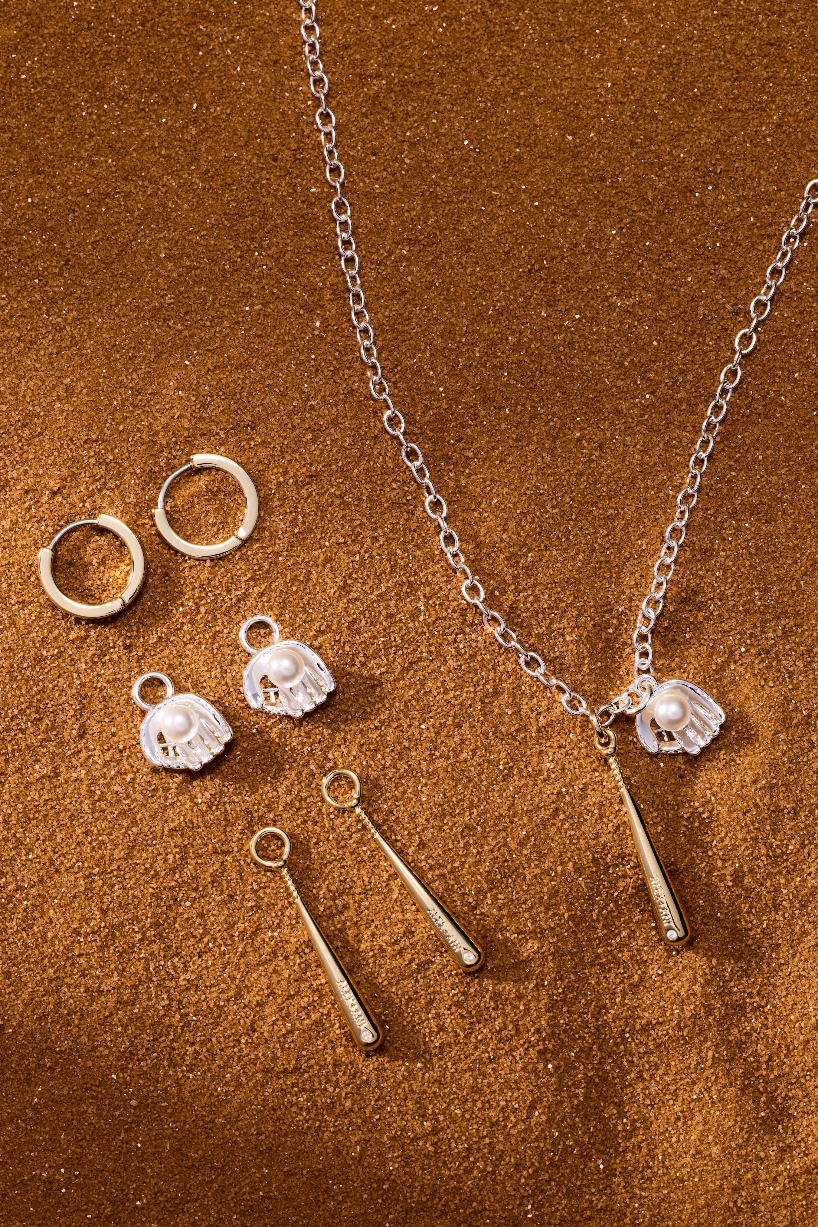 Ballgame Duo Charm Pendant Necklace - Aaria Tees Aaria Tees