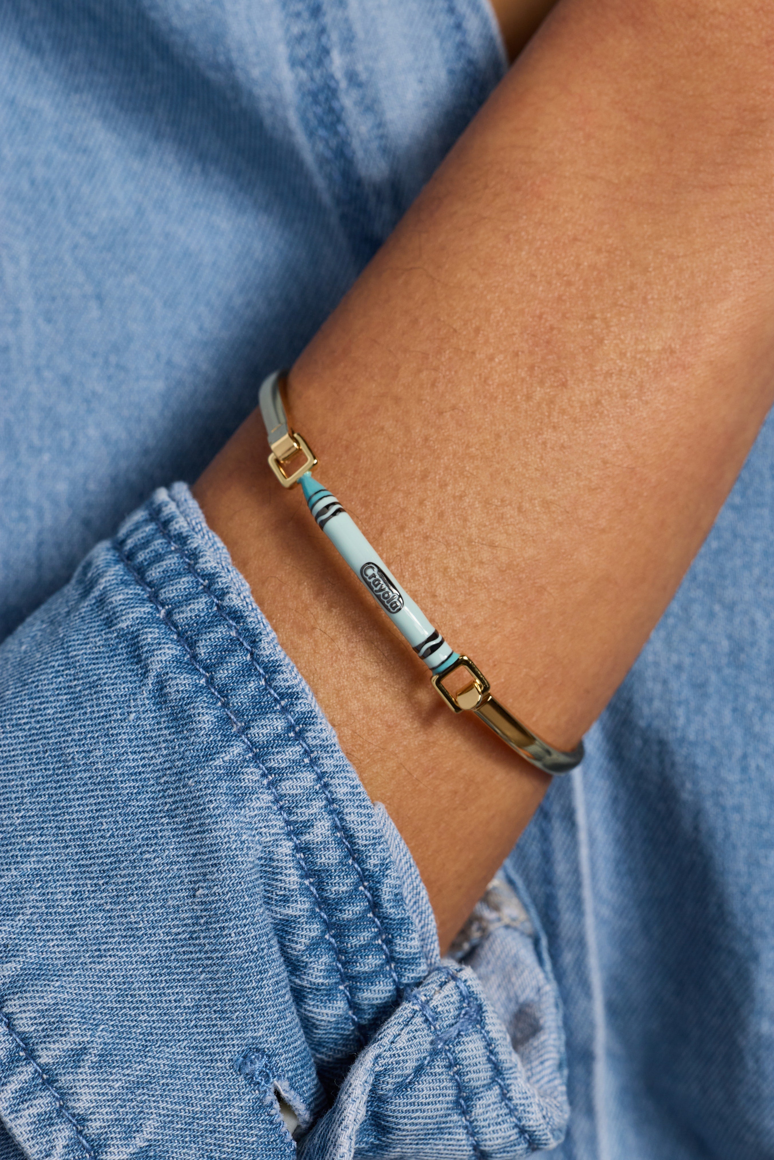 Crayola Robin's Egg Blue Crayon Tension Bangle - Aaria Tees Aaria Tees