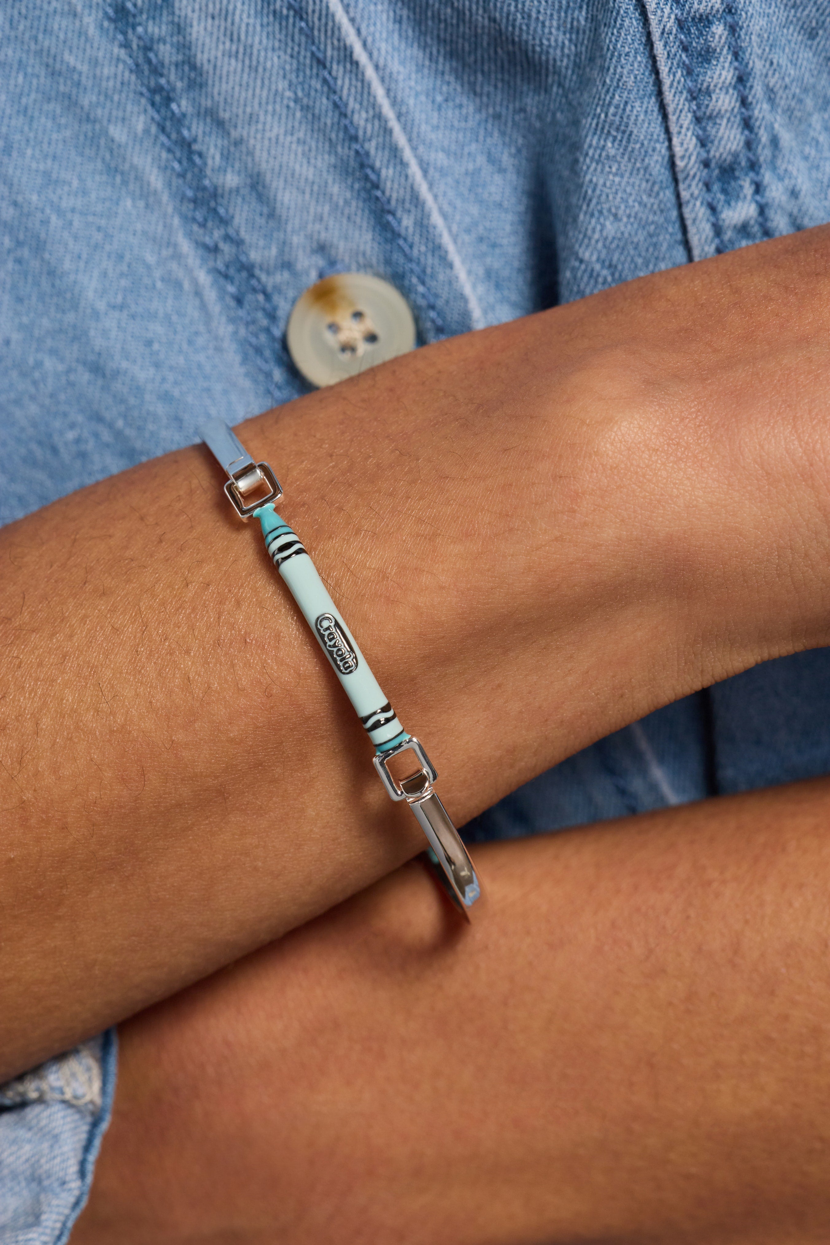 Crayola Robin's Egg Blue Crayon Tension Bangle - Aaria Tees Aaria Tees