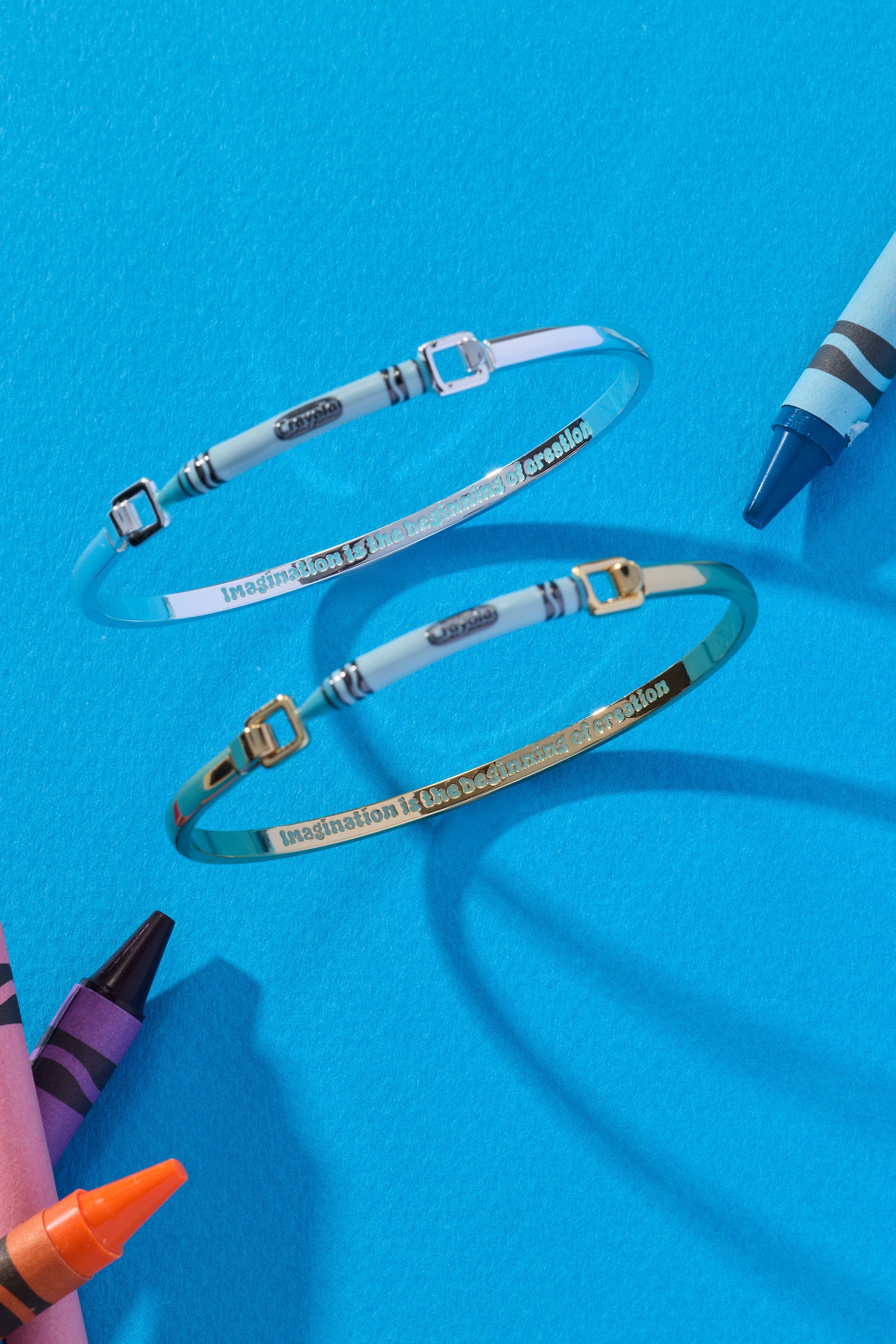 Crayola Robin's Egg Blue Crayon Tension Bangle - Aaria Tees Aaria Tees
