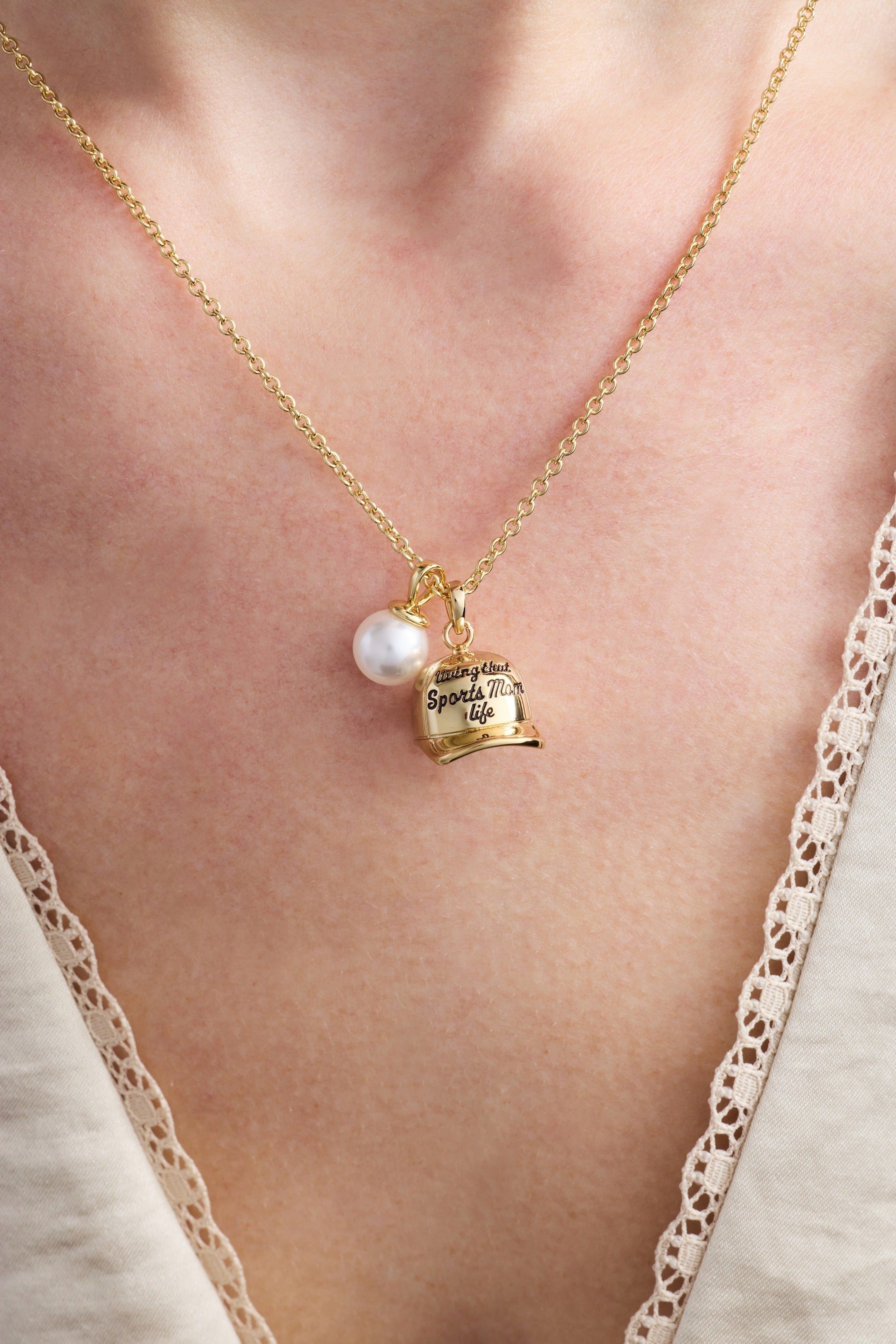 'Living That Sports Mom Life' Baseball Charm Necklace - Aaria Tees Aaria Tees