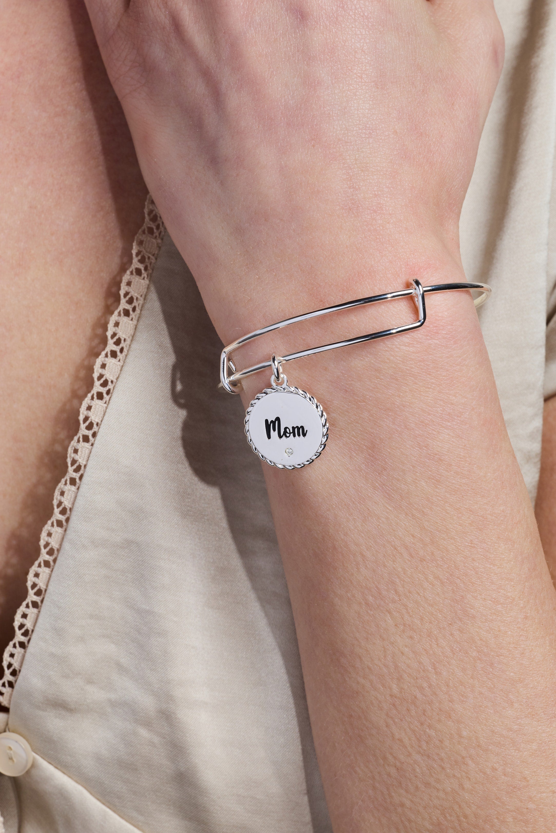 Mom 'Bonded By Love, Connected For Life' Charm Bangle - Aaria Tees Aaria Tees