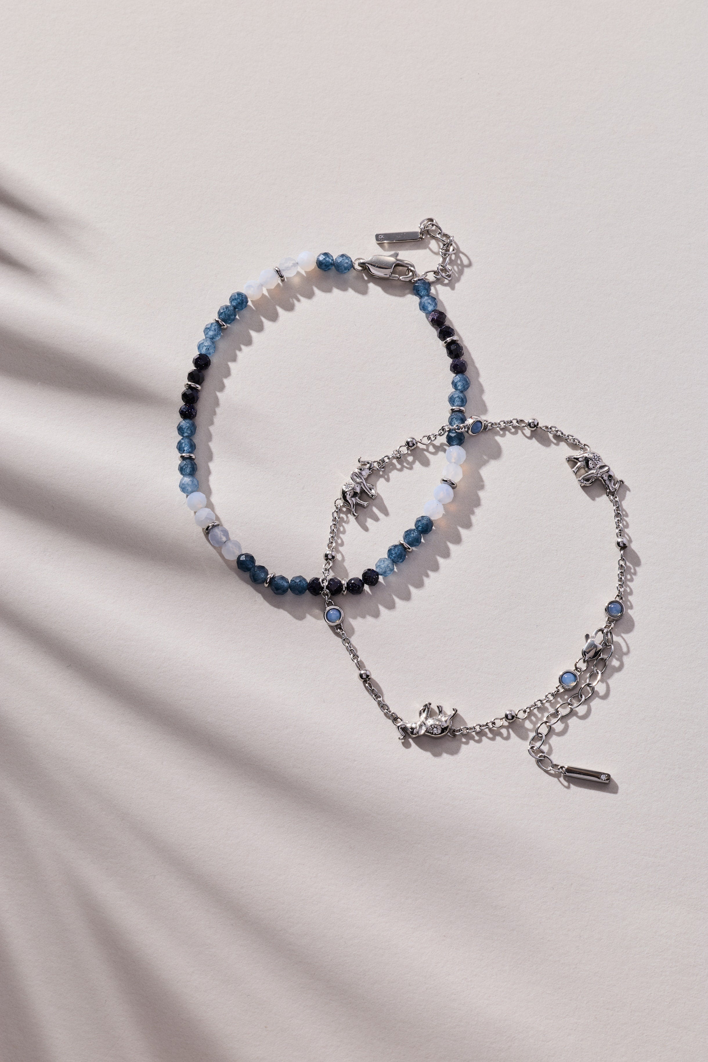Blue Ombre Semi-Precious Beaded Anklet - Aaria Tees Aaria Tees