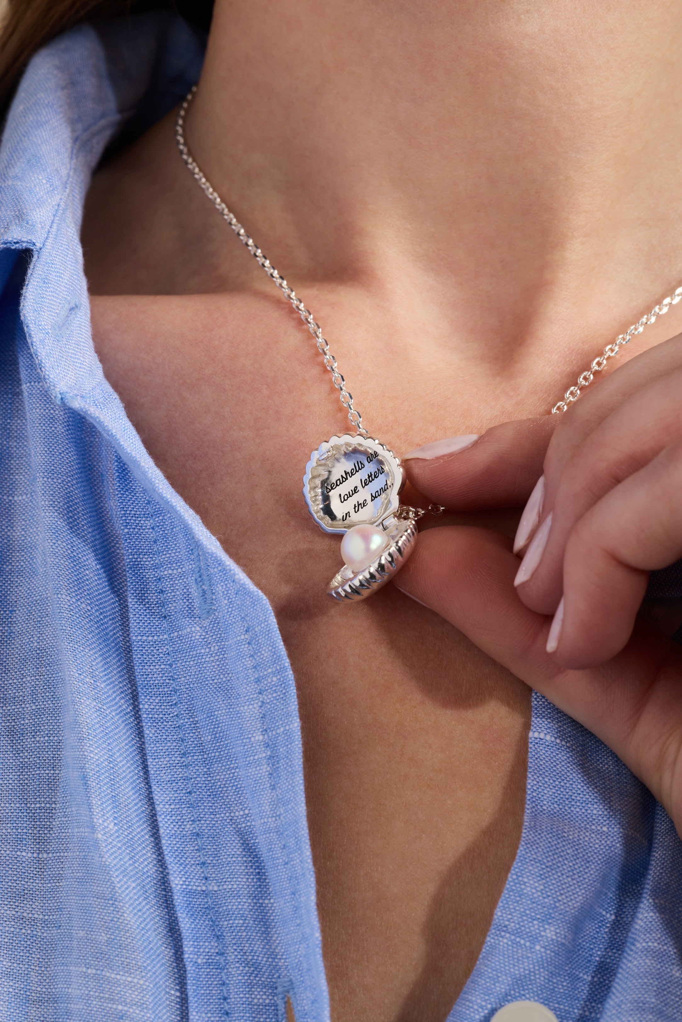 Salt + Sea 'Seashells Are Love Letters In The Sand' Seashell Locket Pendant - Aaria Tees Aaria Tees