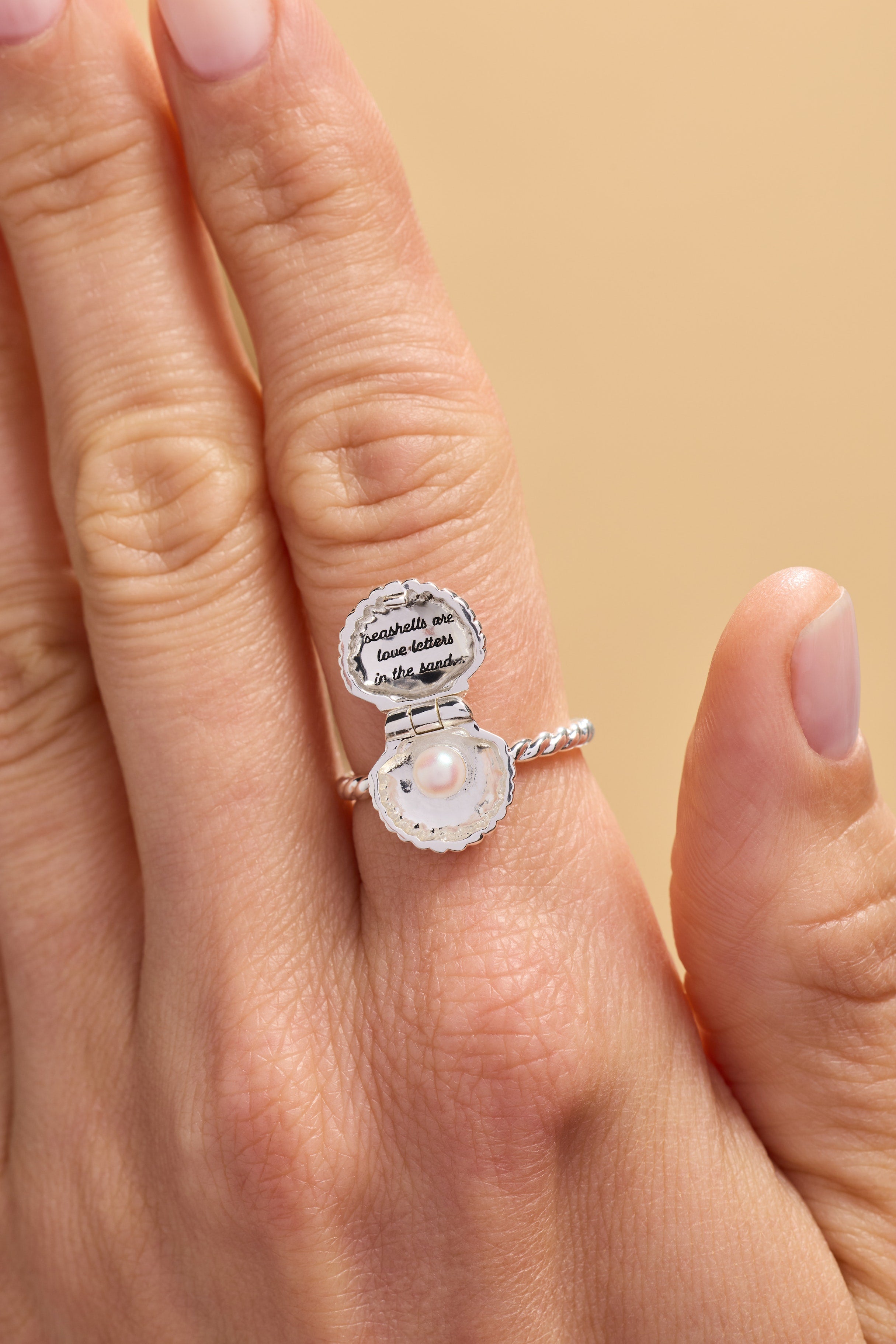 Salt + Sea 'Seashells Are Love Letters In The Sand' Locket Ring - Aaria Tees Aaria Tees