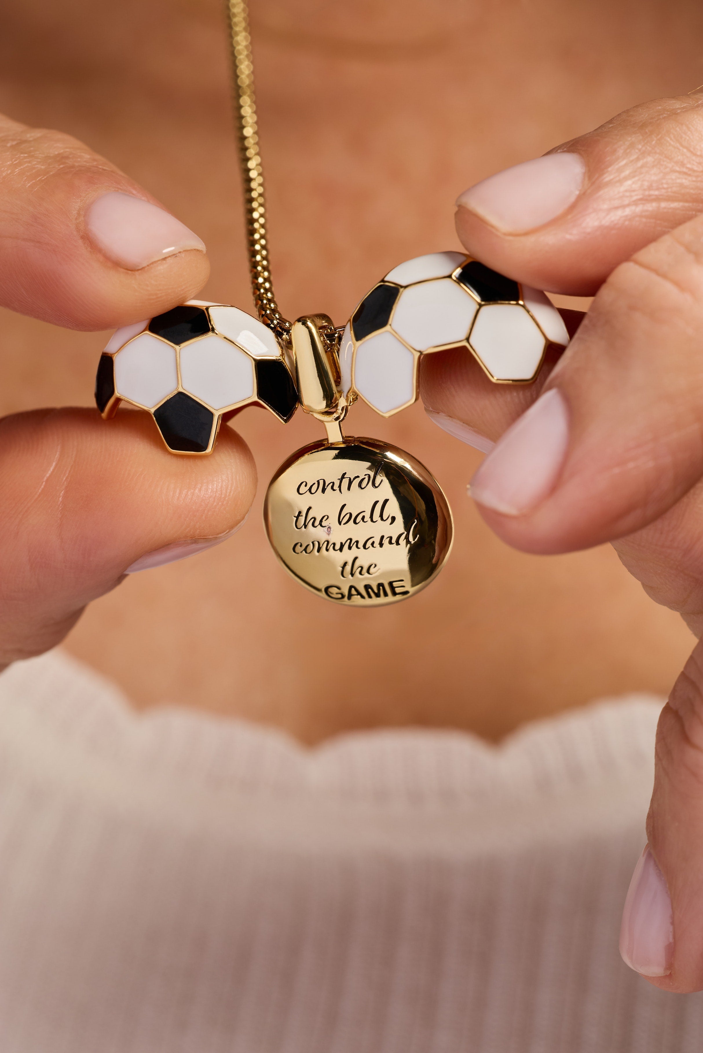 Soccer Ball "Control The Ball, Command The Game" Locket Necklace - Aaria Tees Aaria Tees