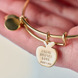 Teacher 'Grow, Inspire, Love' Apple Charm Bangle - Aaria Tees Aaria Tees