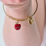 Teacher 'Grow, Inspire, Love' Apple Charm Bangle - Aaria Tees Aaria Tees